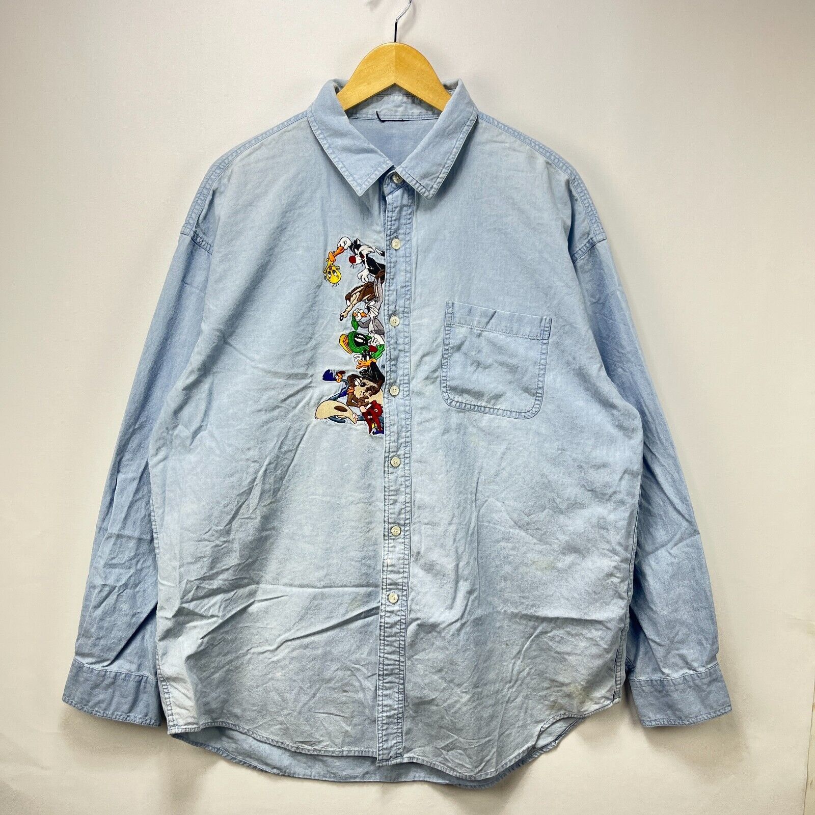 Vintage 90s Looney Tunes Button Up Longsleeve Shirt 2XL