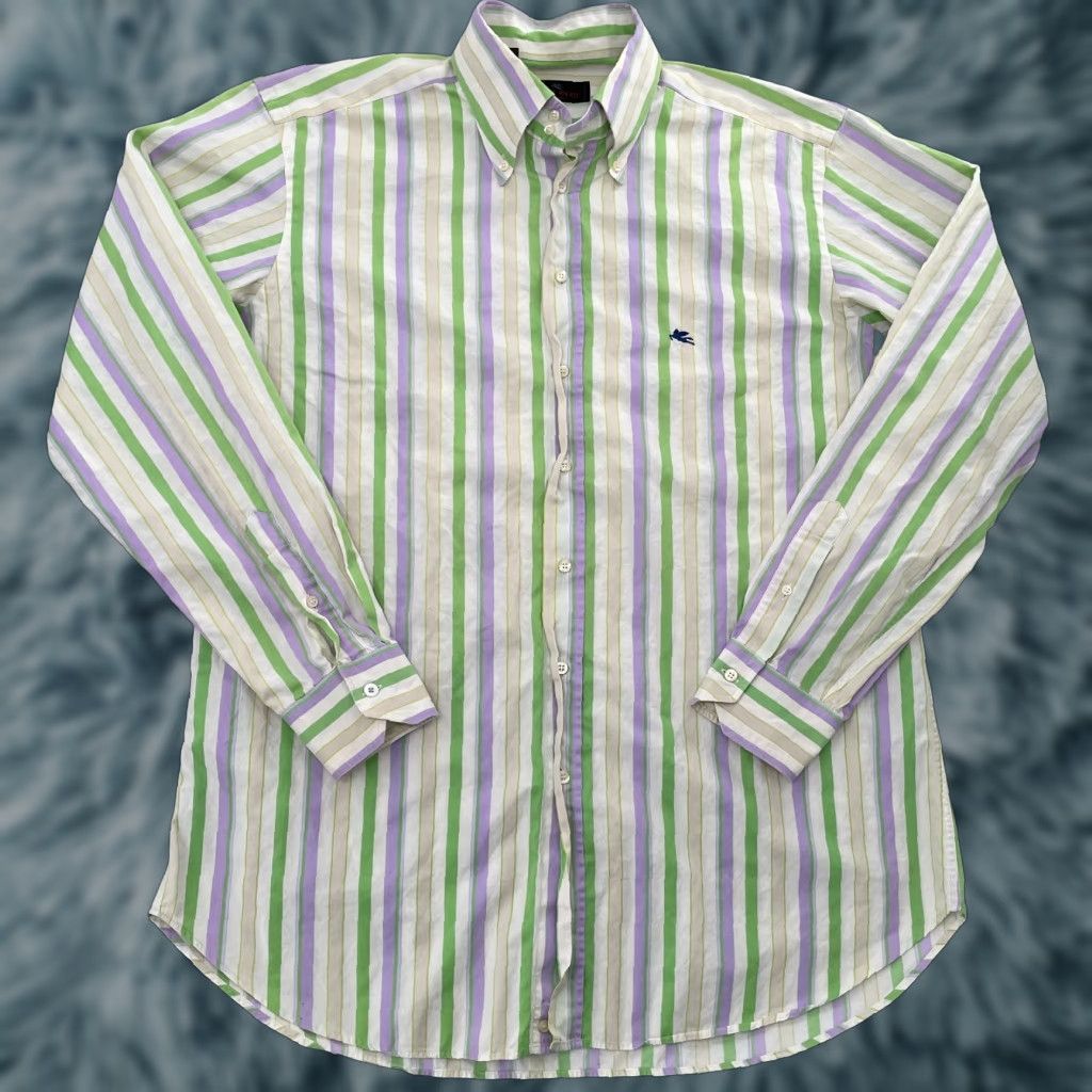 Etro Etro Shirt Adult 44 Striped Button Up Long Sleeve Made In Italy Designer Mens Size US XXL / EU 58 / 5 - 1 Thumbnail