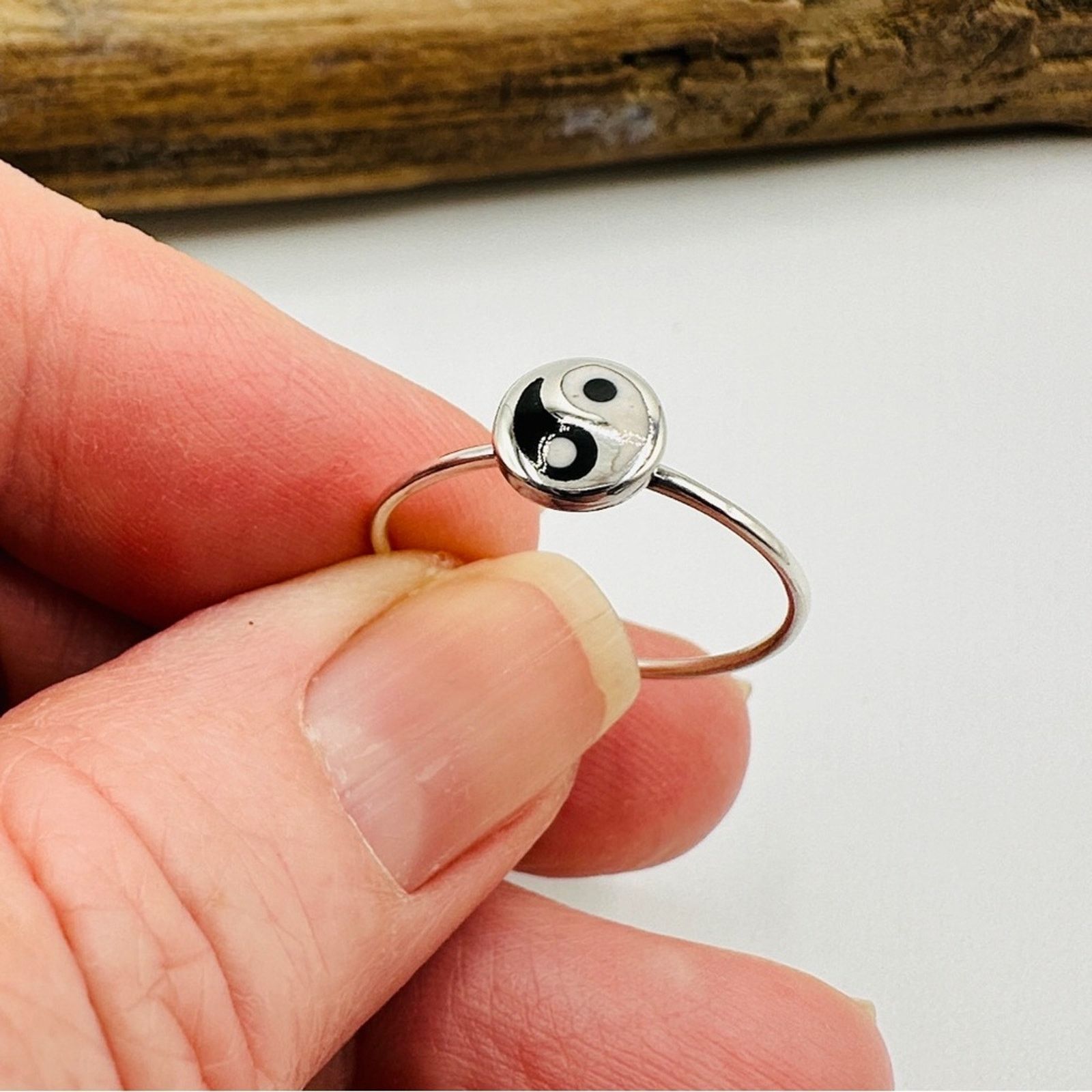 The Unbranded Brand Sterling Silver Yin and Yang Minimalist Ring, Yoga Ring Size ONE SIZE - 4 Thumbnail