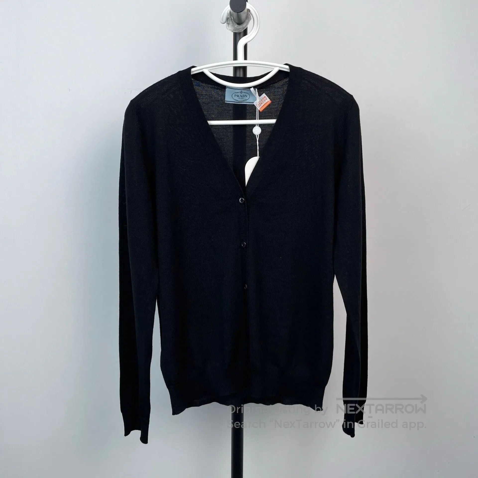 Prada Prada Black Thin Knit Cardigan Jacket| Size US S / EU 44-46 / 1 - 1 Thumbnail
