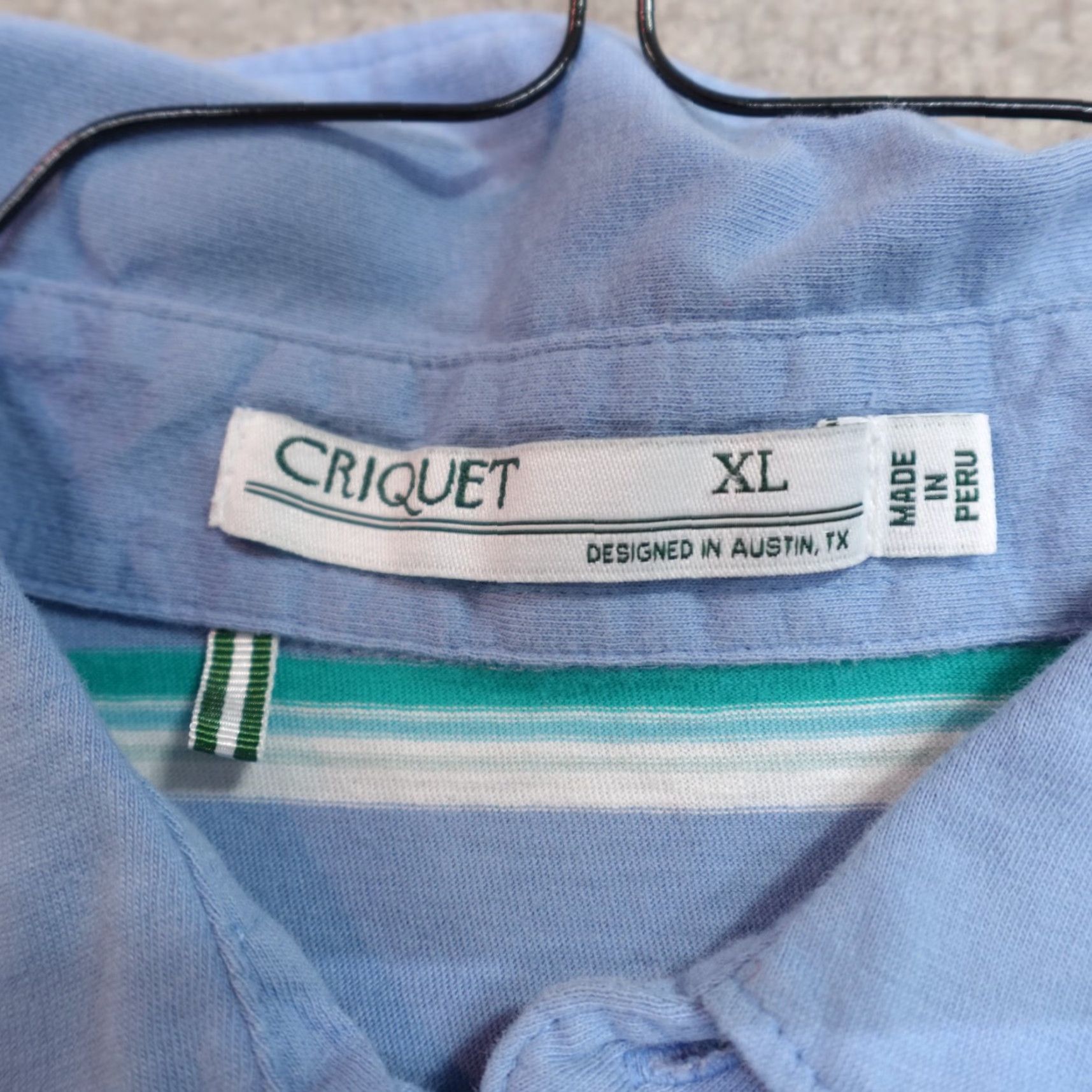 Vintage Criquet Polo Shirt XL Blue Striped Organic Cotton Embroidered Polo Shirt Men Golf Blue Embroidered XL Mens Size US XL / EU 56 / 4 - 3 Thumbnail
