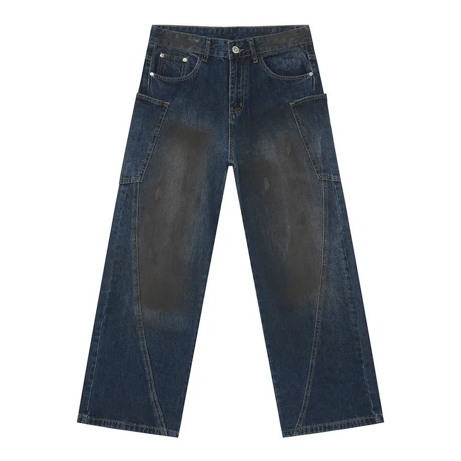 Japanese Brand Retro straight tube loose fitting patchwork jeans Size US 32 / EU 48 - 3 Thumbnail