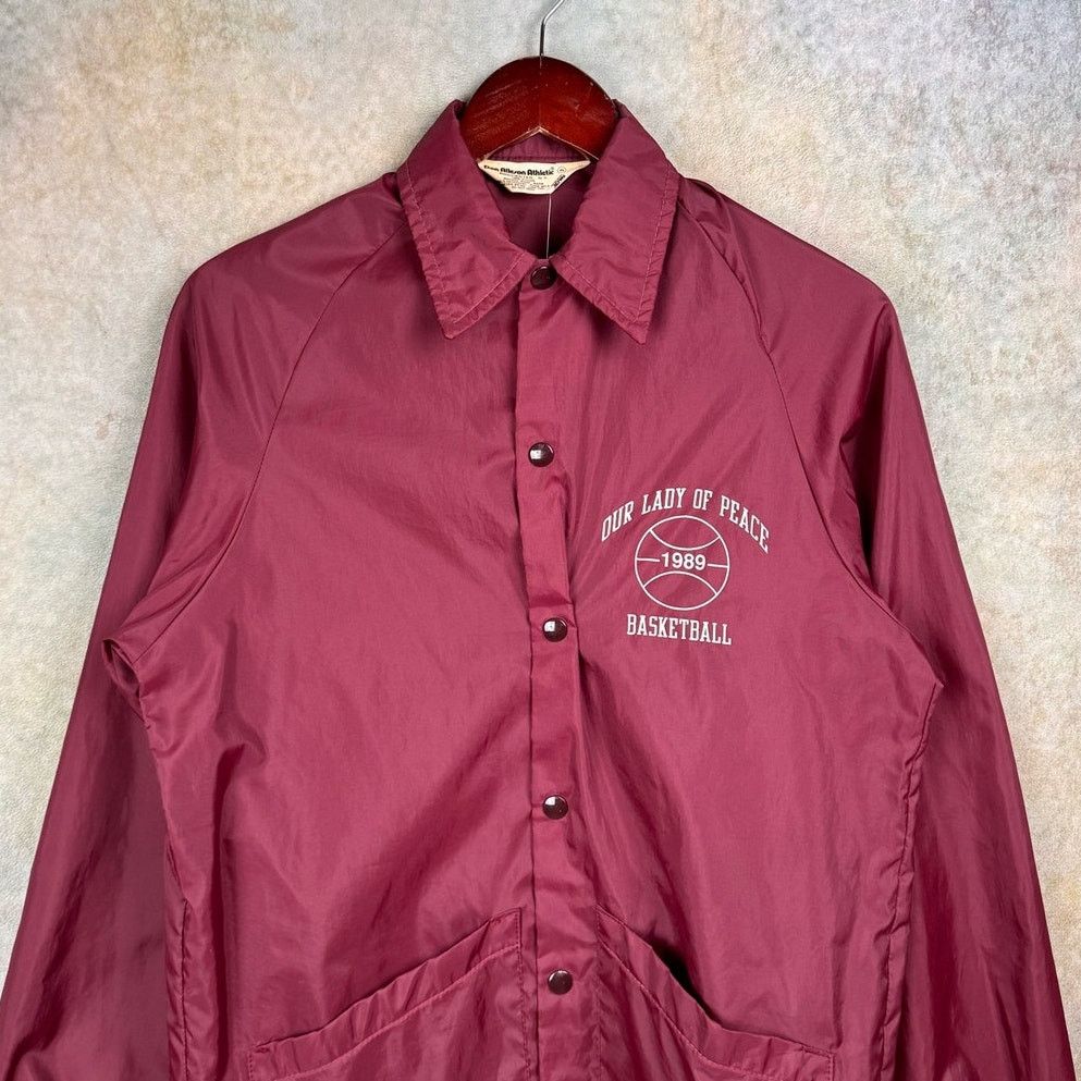 Vintage VTG 80s Basketball Windbreaker Jacket Sz S Maroon 1989 Size US S / EU 44-46 / 1 - 2 Thumbnail