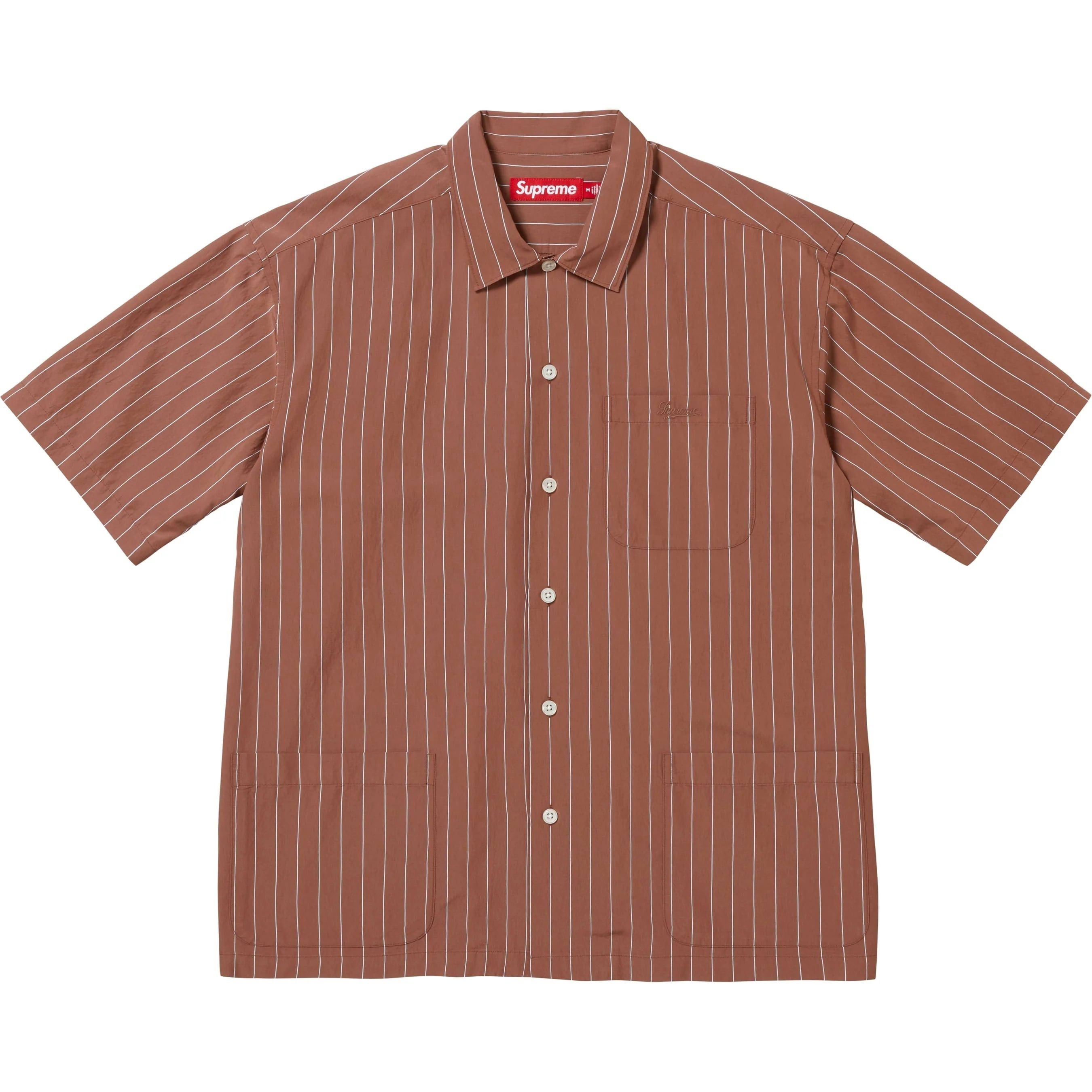 Supreme SUPREME STRIPE S/S PAJAMA SHIRT BROWN L SS25 Size US L / EU 52-54 / 3 - 9 Thumbnail
