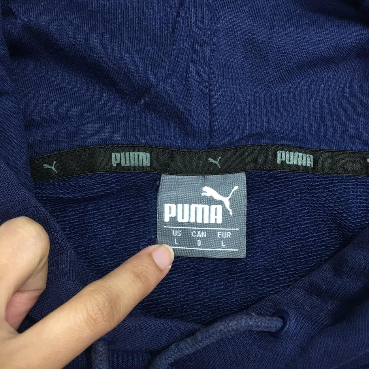 Vintage Vtg PUMA SPORTSWEAR Stock Big Logo Pullover Blue Hoodie Size US L / EU 52-54 / 3 - 4 Thumbnail