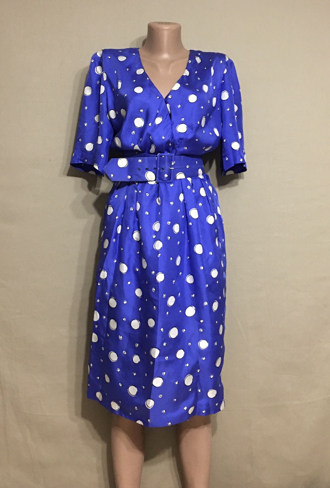 Givenchy × Vintage Givenchy Nouvelle Boutique Silk DressBlue White Polka Dots Size S / US 4 / IT 40 - 1 Thumbnail