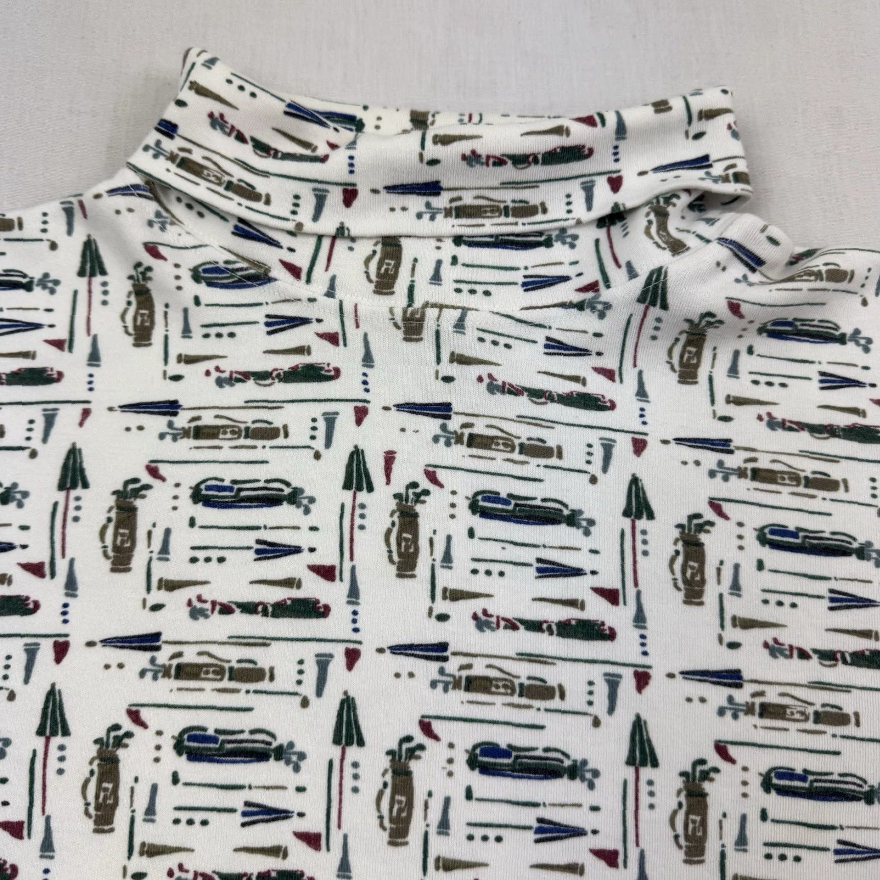 Izod VINTAGE IZOD Turtleneck Shirt Womens Medium Golf Print 90s White Size M / US 6-8 / IT 42-44 - 2 Thumbnail