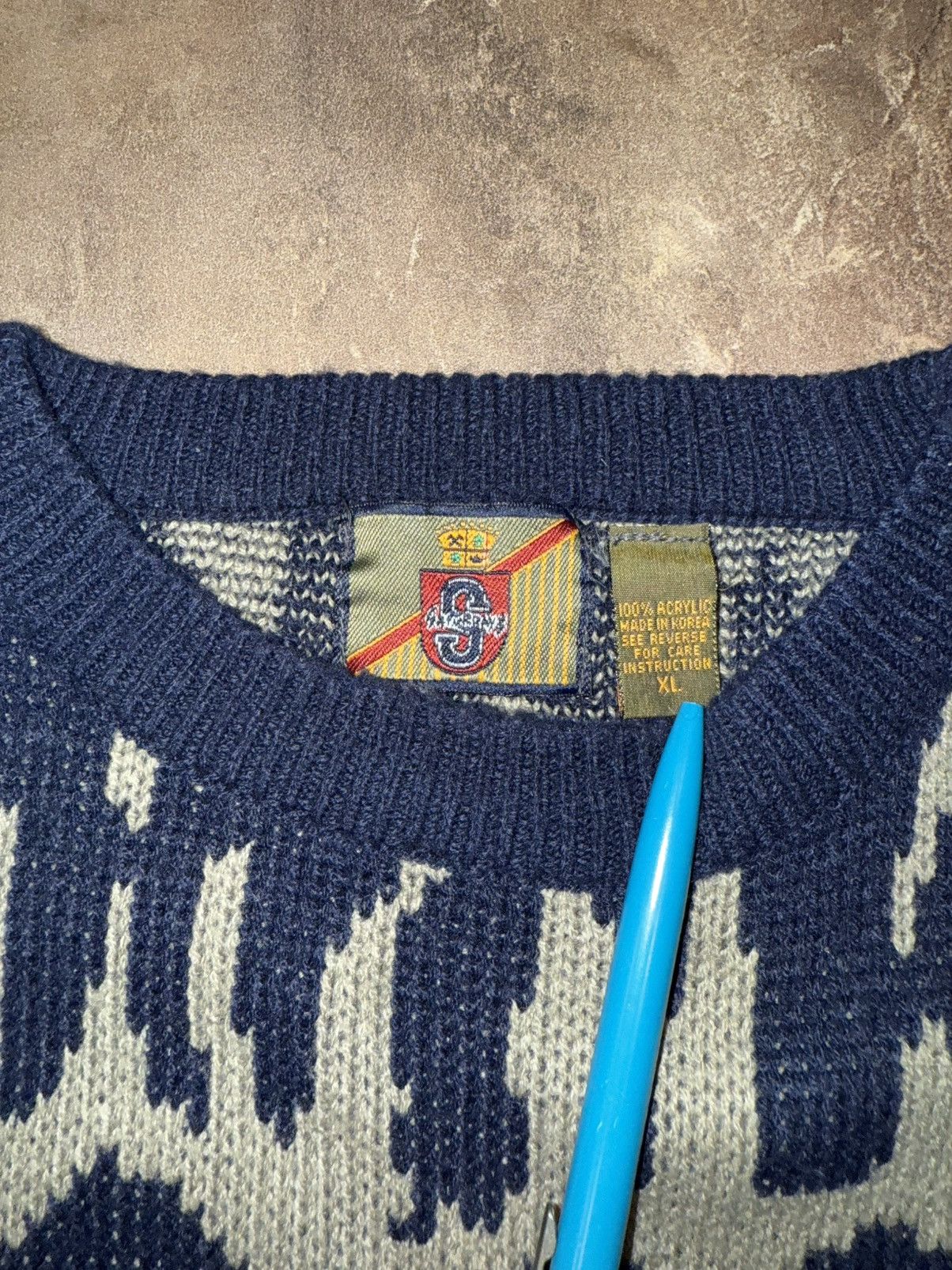 Vintage Retro 90s multi-coloured knitted sweater Size US XL / EU 56 / 4 - 2 Thumbnail