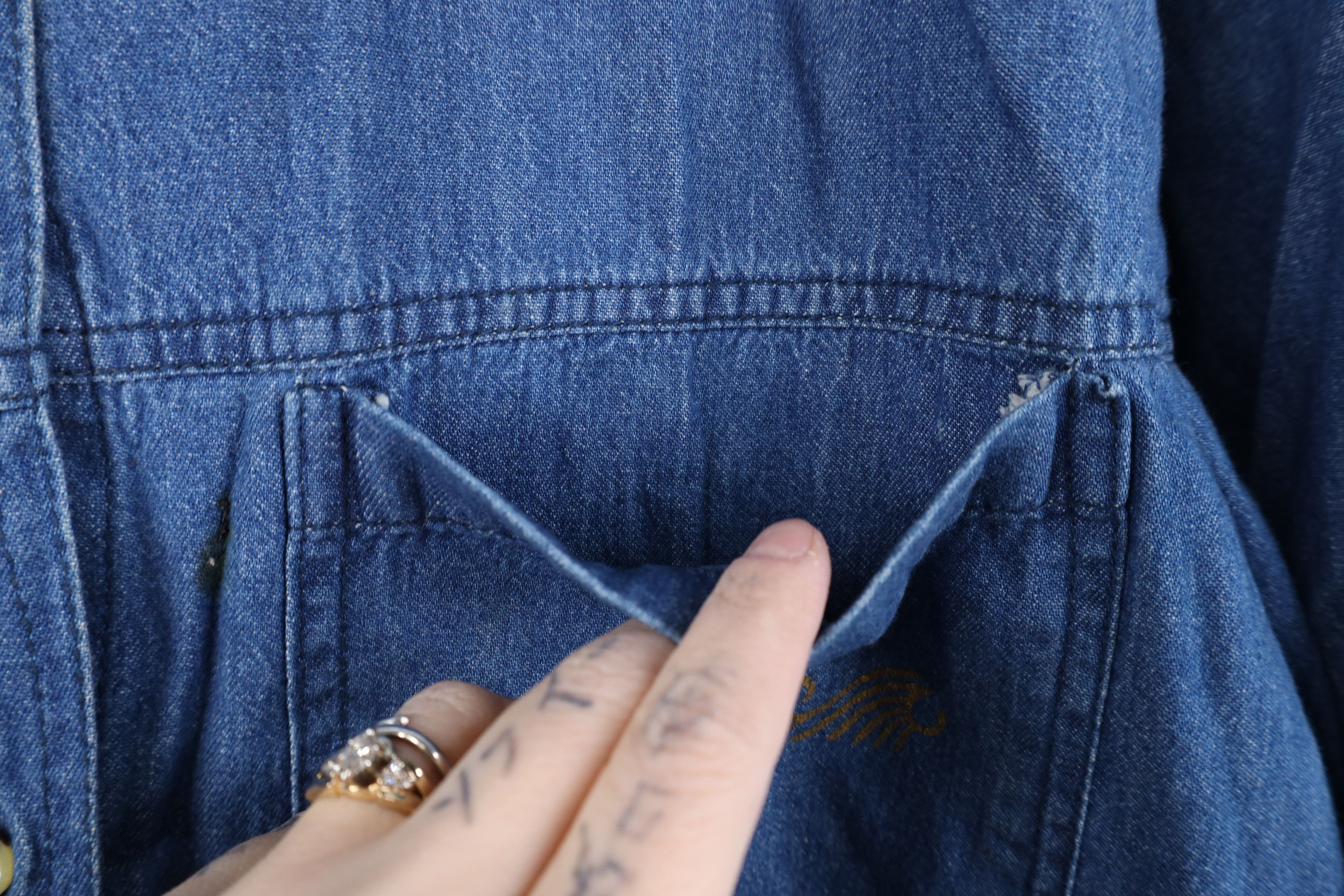 Vintage Vintage 90s Streetwear Abstract Sunflower Denim Button Shirt Size 3XL / US 20-22 - 5 Thumbnail