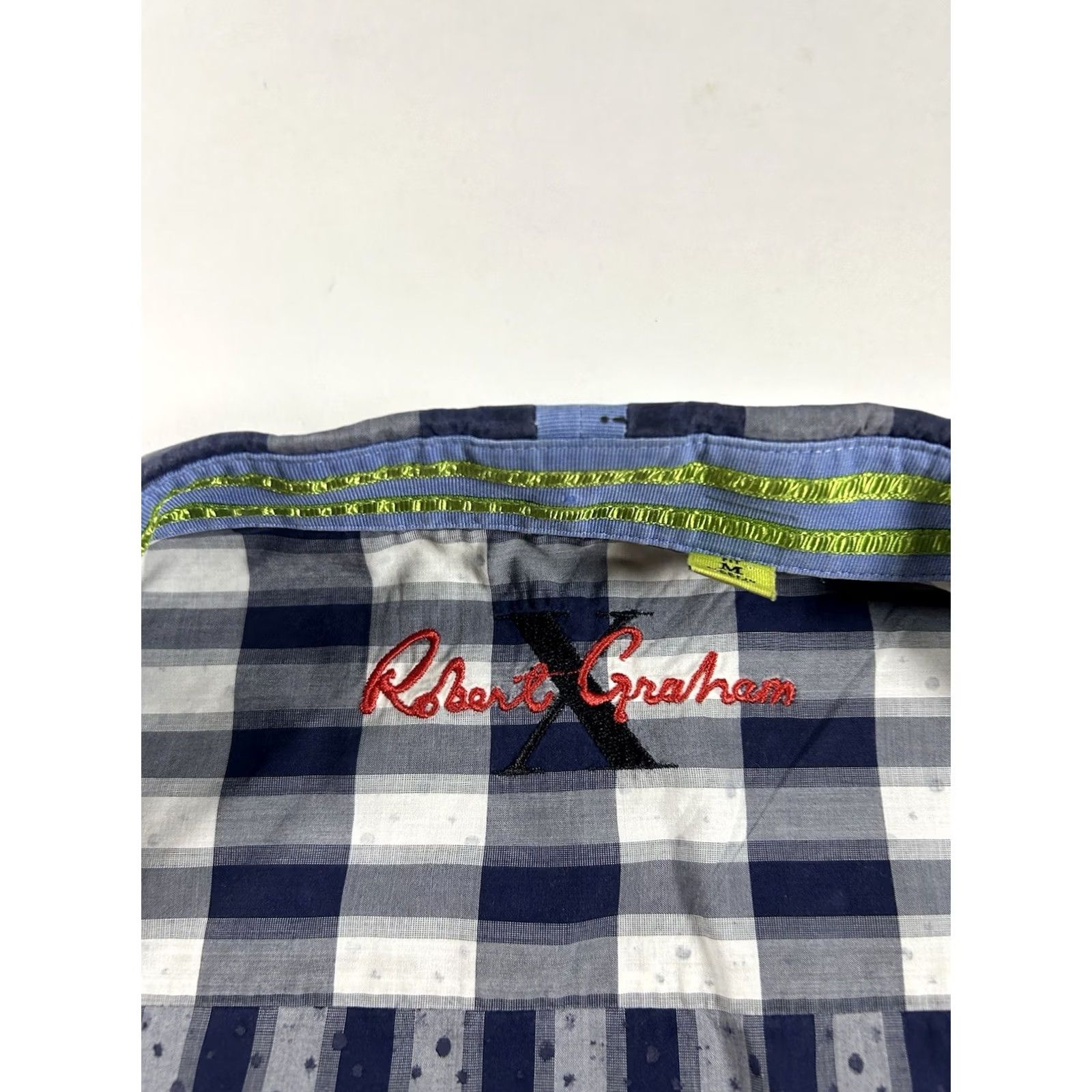 Robert Graham Robert Graham Shirt Blue Plaid Paint Splotch Short Sleeve Men’s Medium Clean Size US M / EU 48-50 / 2 - 3 Thumbnail