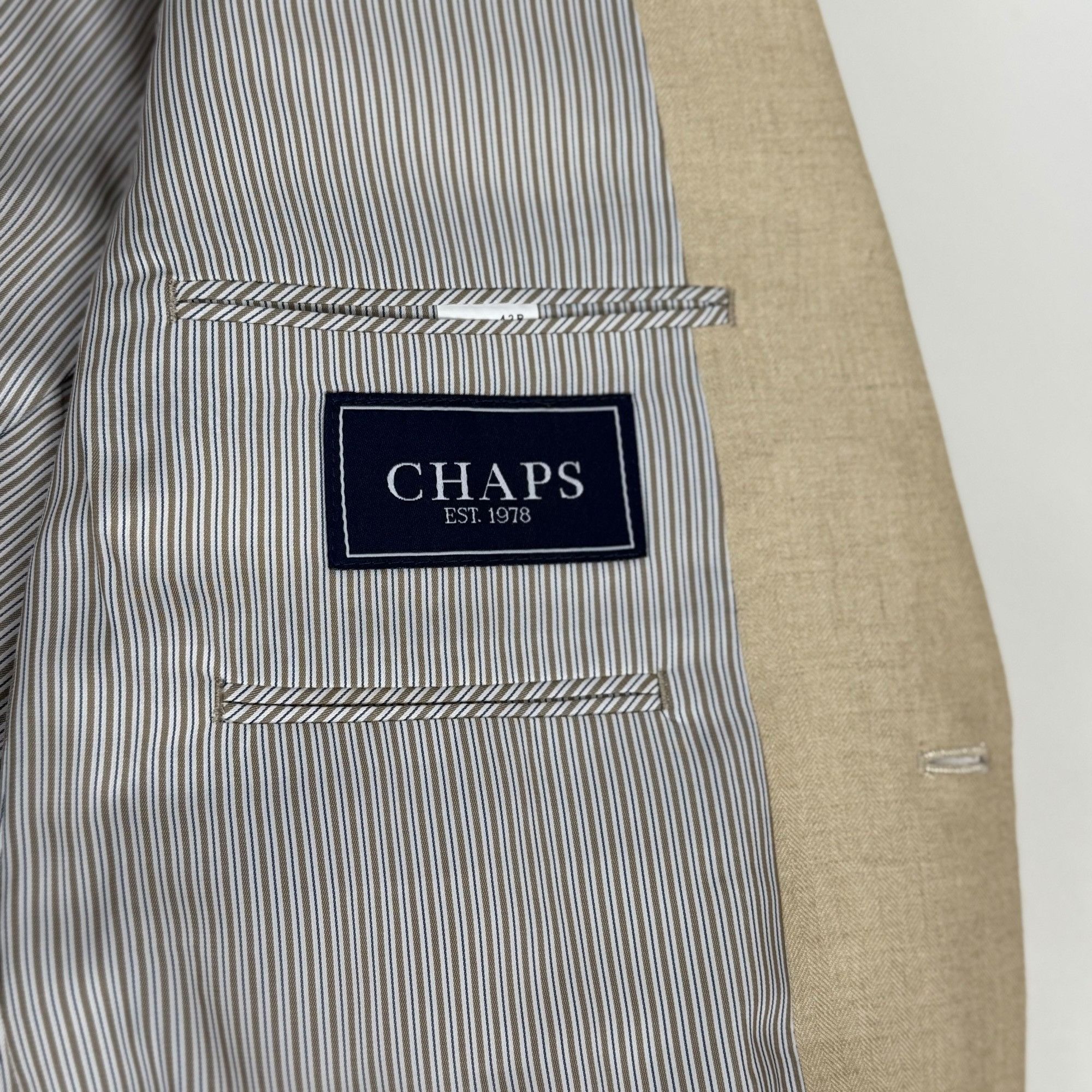 Chaps Chaps Ralph Men's Lauren 2-Button Blazer Beige Sport Coat Ja Size 42R - 5 Thumbnail