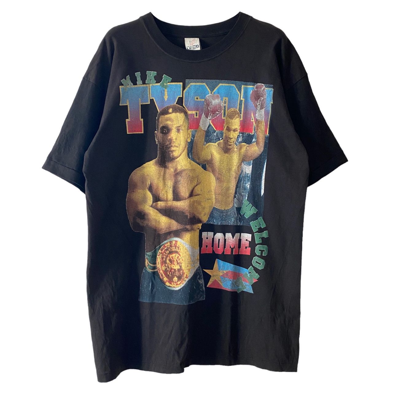 image of Rap Tees x Vintage Mike Tyson 90's Welcome Home Bootleg Tee in Black, Men's (Size XL)