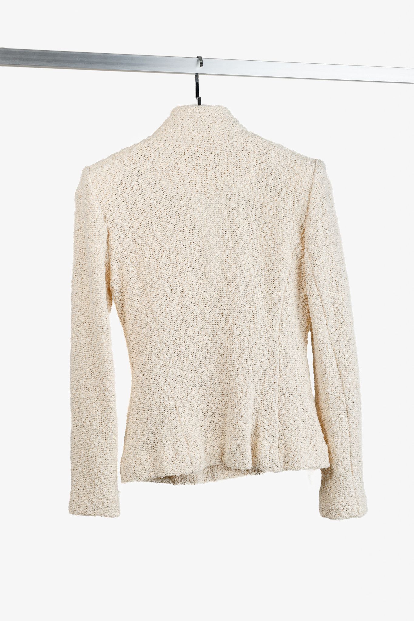Iro Iro Mira Ecru Cotton-Boucle Fringe Moto Jacket Size M / US 6-8 / IT 42-44 - 3 Thumbnail