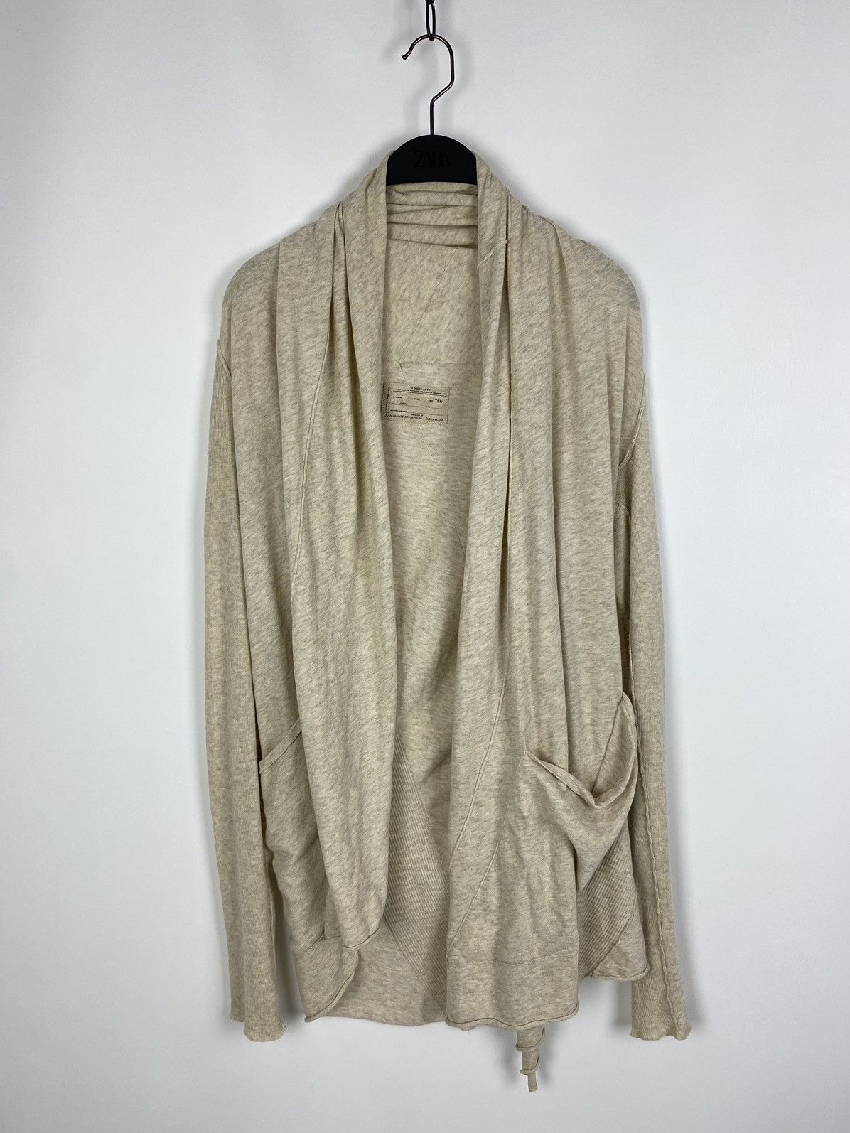 Allsaints Allsaints Cerulean Oatmeal Cotton Asymmetric Cardigan Size L / US 10 / IT 46 - 4 Thumbnail