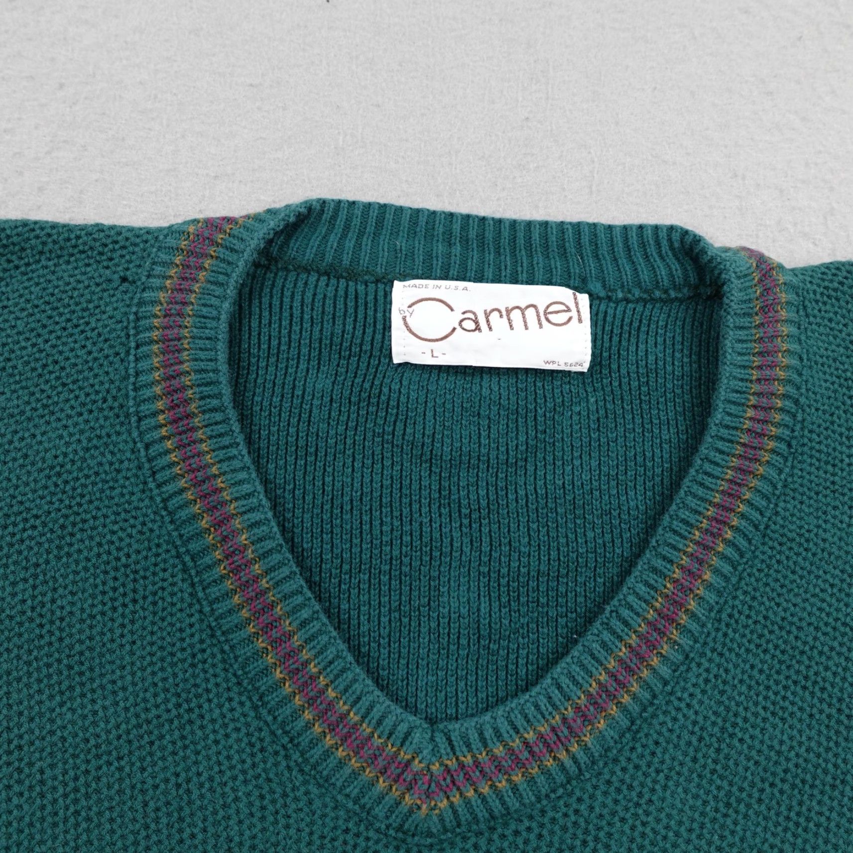 Vintage VINTAGE Carmel Sweater Mens Large Green V-Neck Pullover Knit Cotton Golf Tennis Size US L / EU 52-54 / 3 - 2 Thumbnail