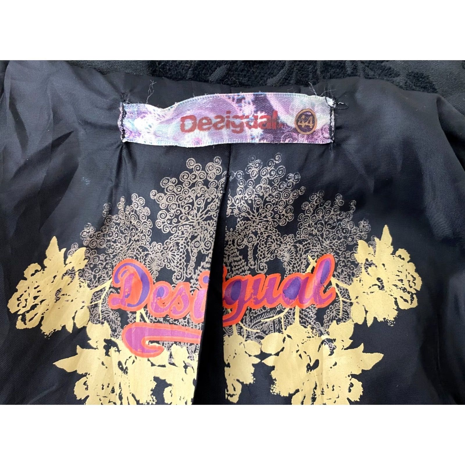 Desigual Desigual Coat Womens 44 Black Cotton Blend Overcoat 44 Womens Desigual Coat Black 36E2003 Size 44 Size M / US 6-8 / IT 42-44 - 4 Thumbnail