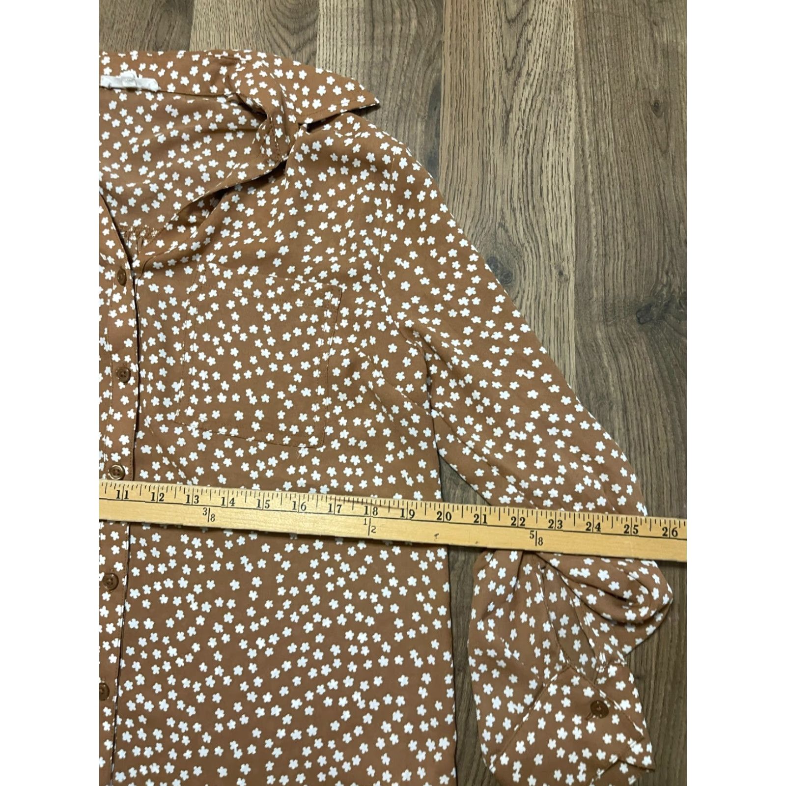 Vintage Maurices Shirt Women's Medium Brown White Floral Long Sleeve Button Up Shirt Size M / US 6-8 / IT 42-44 - 6 Thumbnail