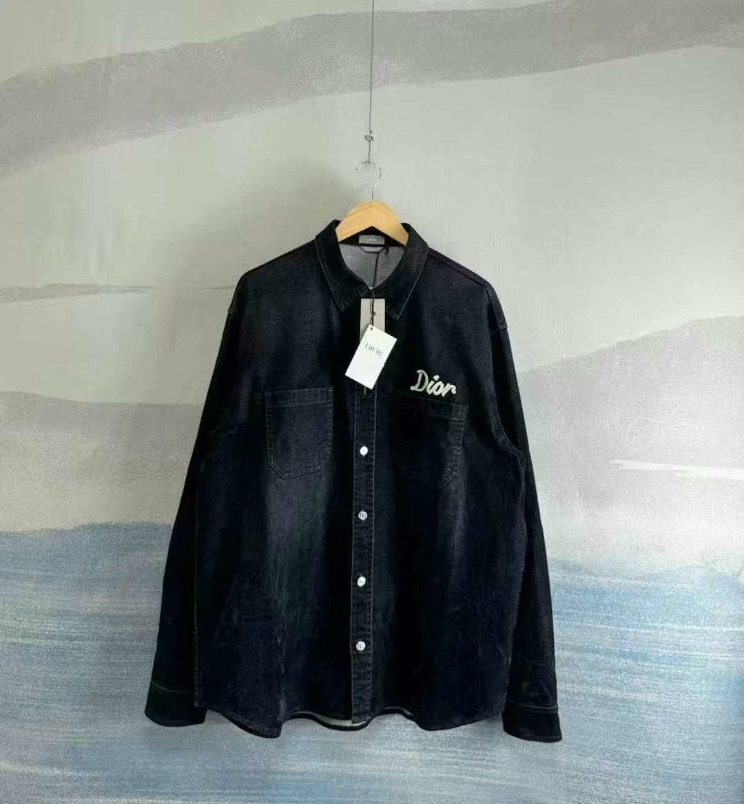 Dior Dior Navy Suede Work Shirt Size 43 Size US L / EU 52-54 / 3 - 1 Thumbnail