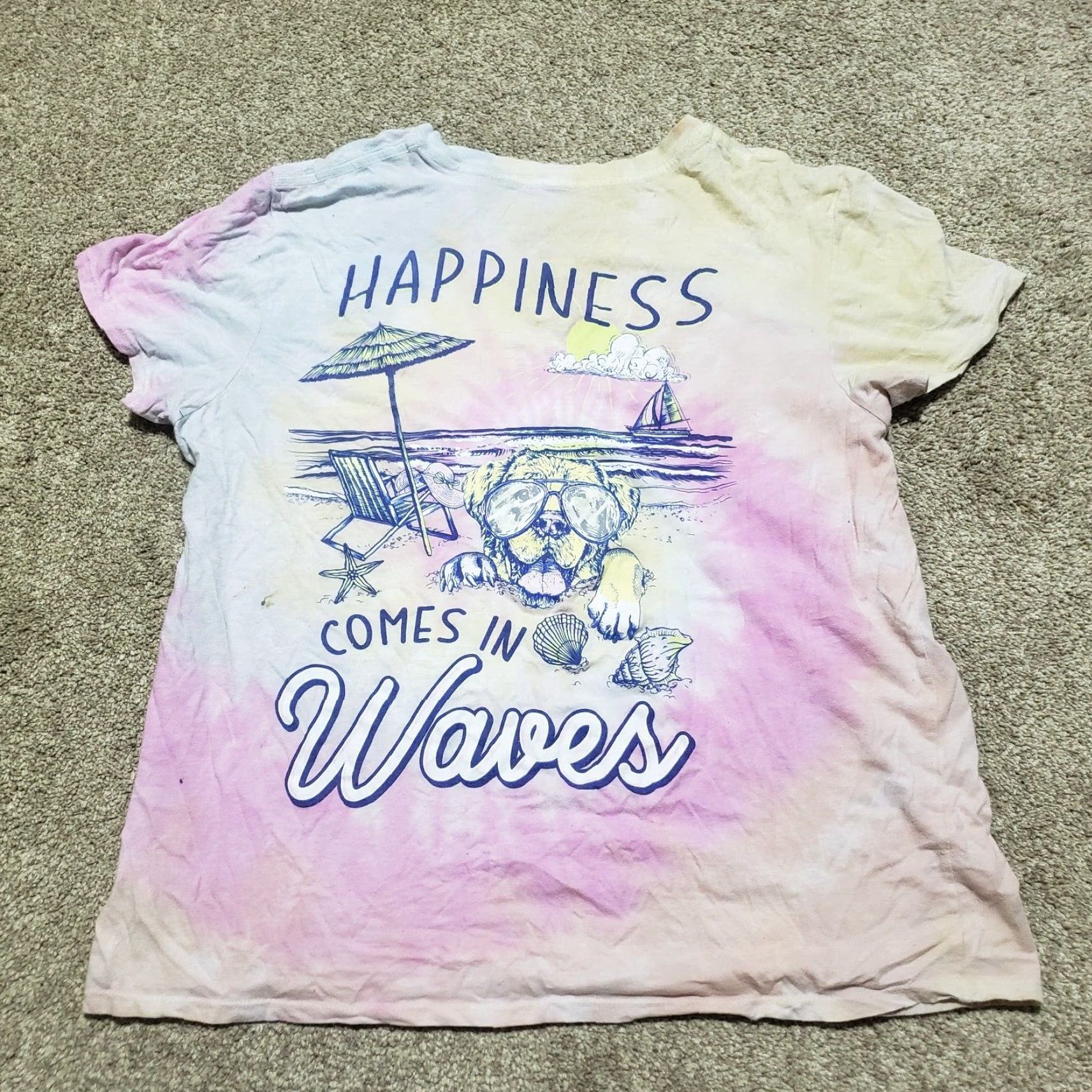 Vintage Happiness Comes in Waves Pink Tie Dye Short Sleeve T-Shirt Women's Size M Medium Size M / US 6-8 / IT 42-44 - 7 Thumbnail