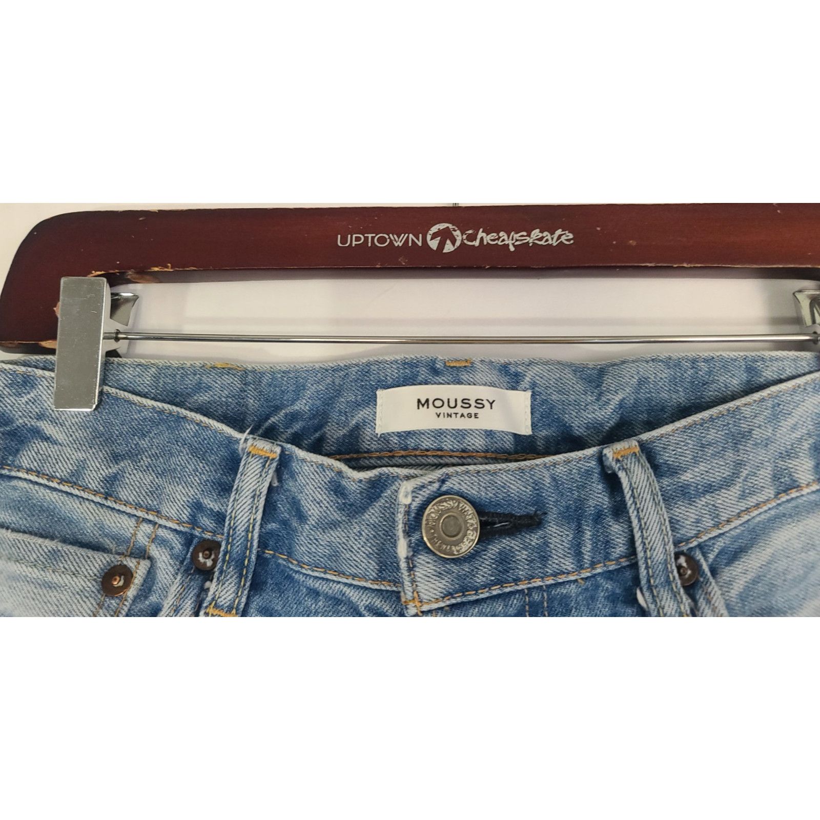 MOUSSY Moussy Vintage Womens May Tapered Destroyed Jeans Blue 27 Size 27" / US 4 / IT 40 - 5 Thumbnail