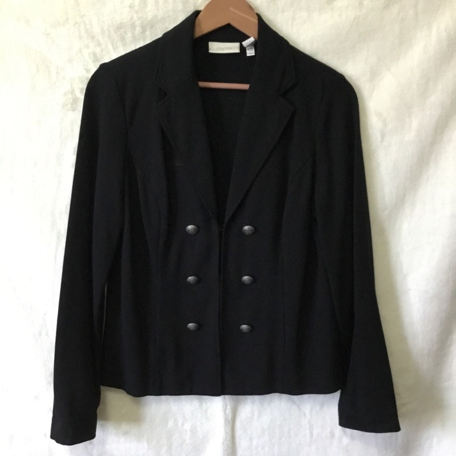 Chicos Chico's Black Double Row Hood w/ Eye Closure Blazer Size M / US 6-8 / IT 42-44 - 1 Thumbnail