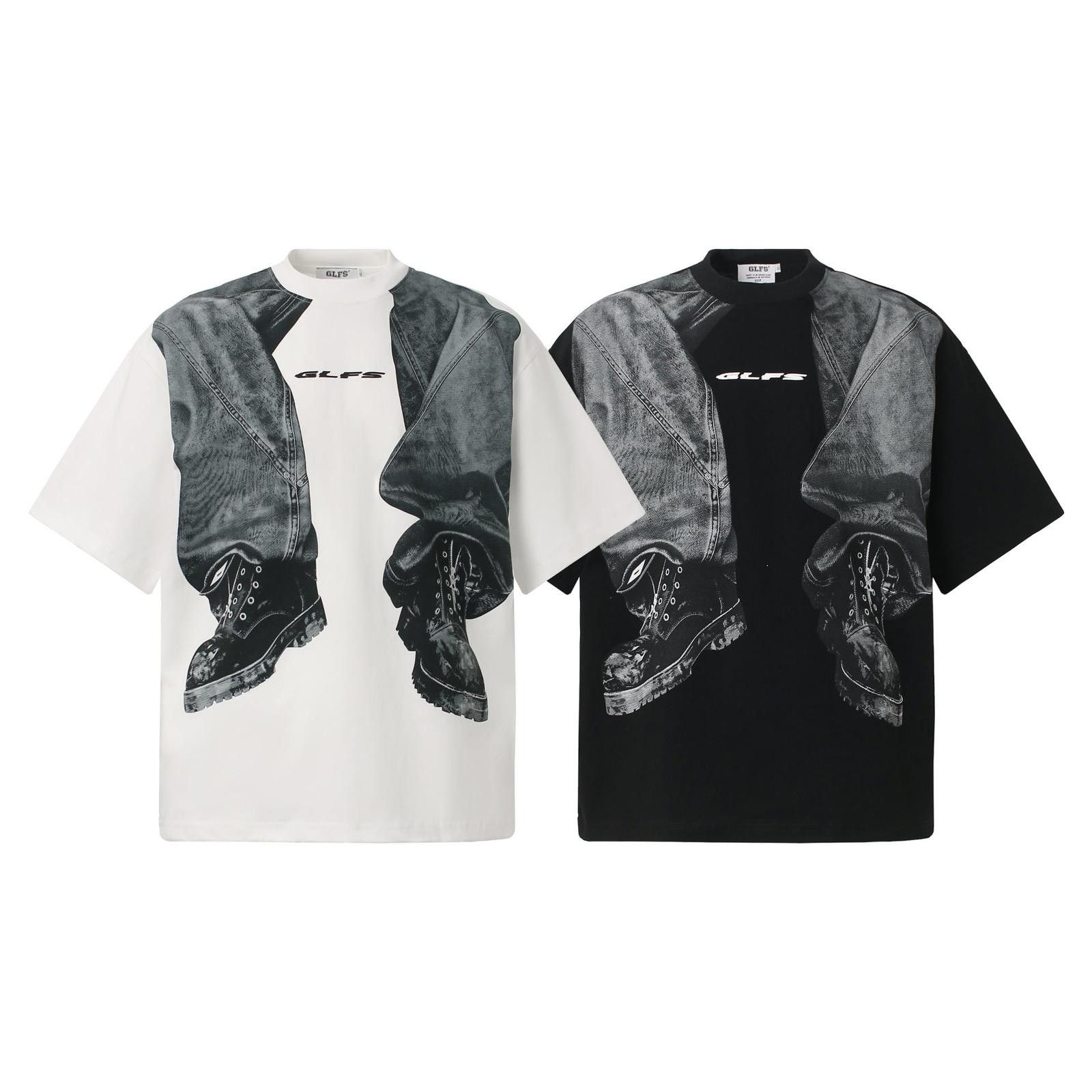 Other White Graphic Oversized T-Shirt with Printed Jeans Design Size US L / EU 52-54 / 3 - 5 Thumbnail