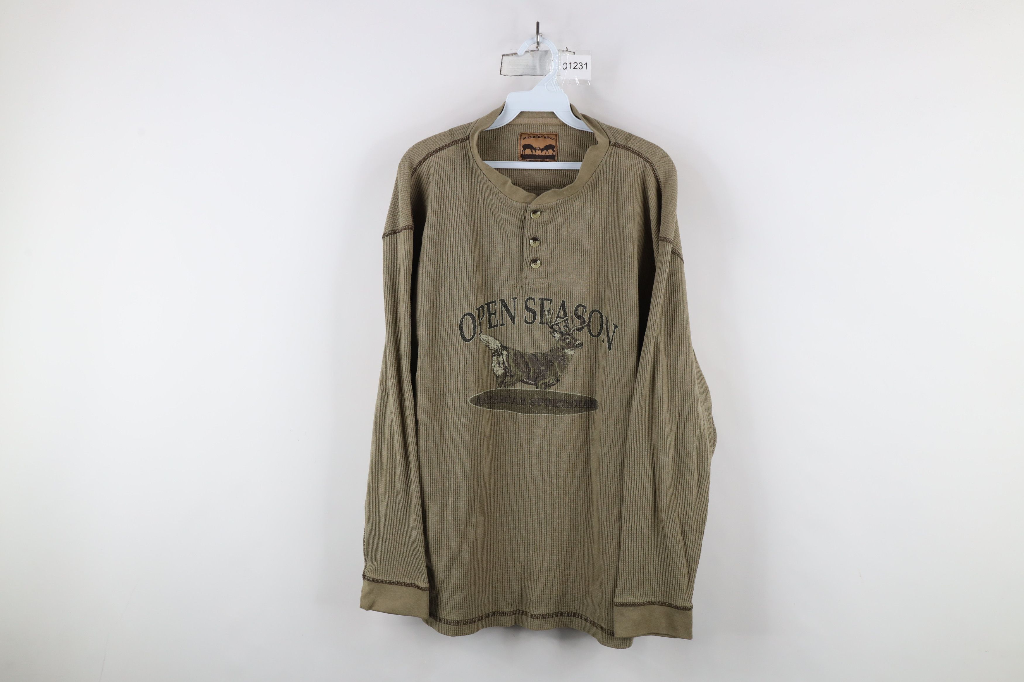 Vintage Vintage Y2K Streetwear Thermal Waffle Knit Henley T-Shirt Size US XL / EU 56 / 4 - 1 Thumbnail