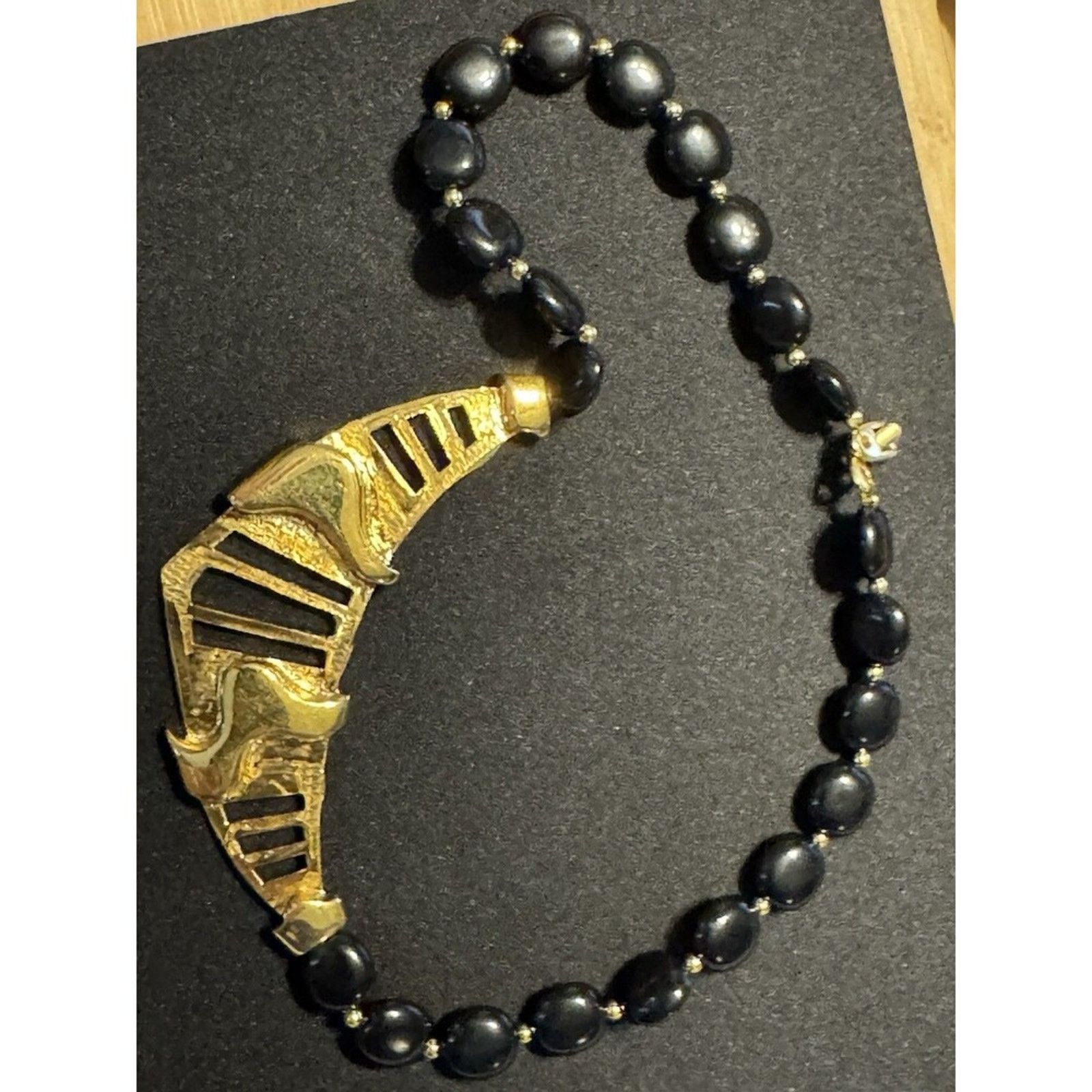 Other Vintage Napier Gold Tone Statement Necklace Fold Over Clasp Size ONE SIZE - 2 Thumbnail