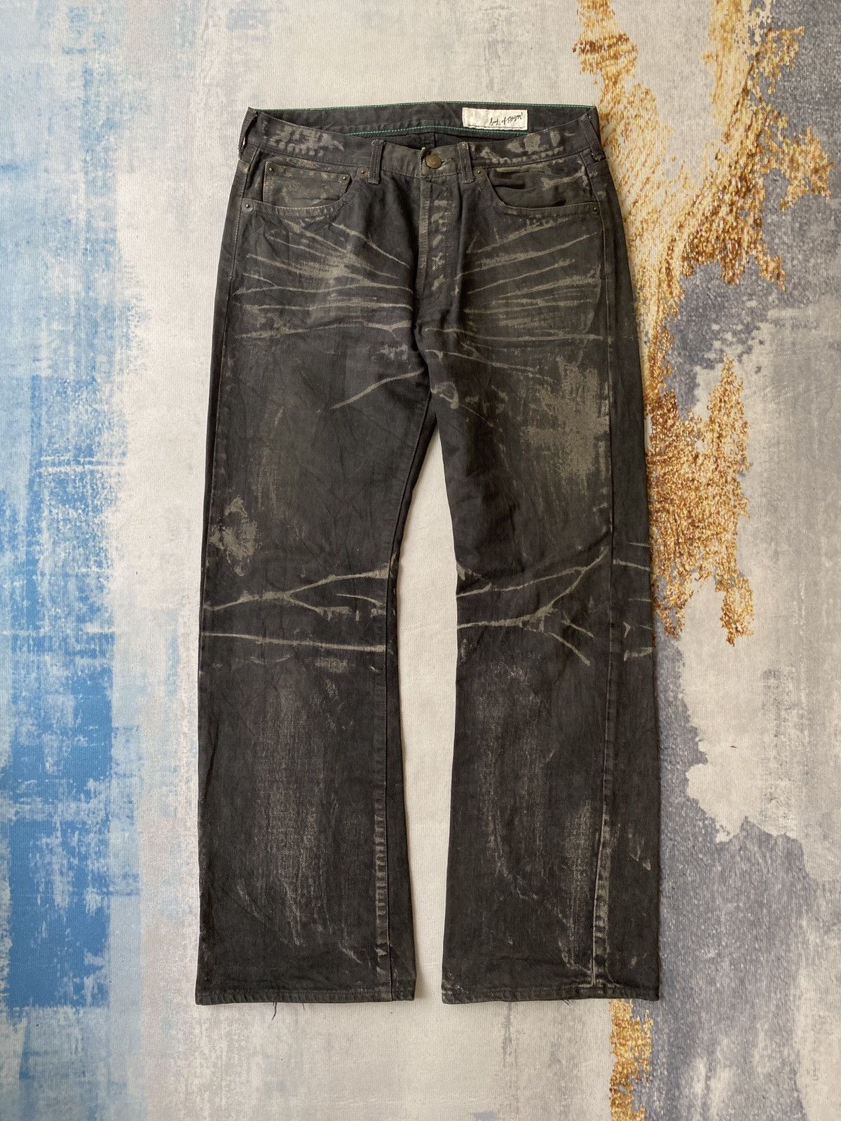 If Six Was Nine Flared Baggy Soul Of Freedom Waxed Denim Size US 33 - 4 Thumbnail