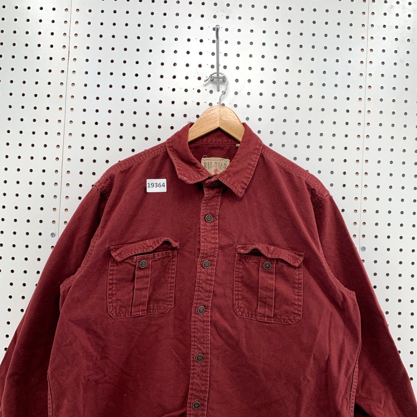 Vintage VINTAGE RedHead Button-Up Shirt Red Long Sleeve Burgundy Pockets Heavyweight L 23x30.5 Size US L / EU 52-54 / 3 - 2 Thumbnail