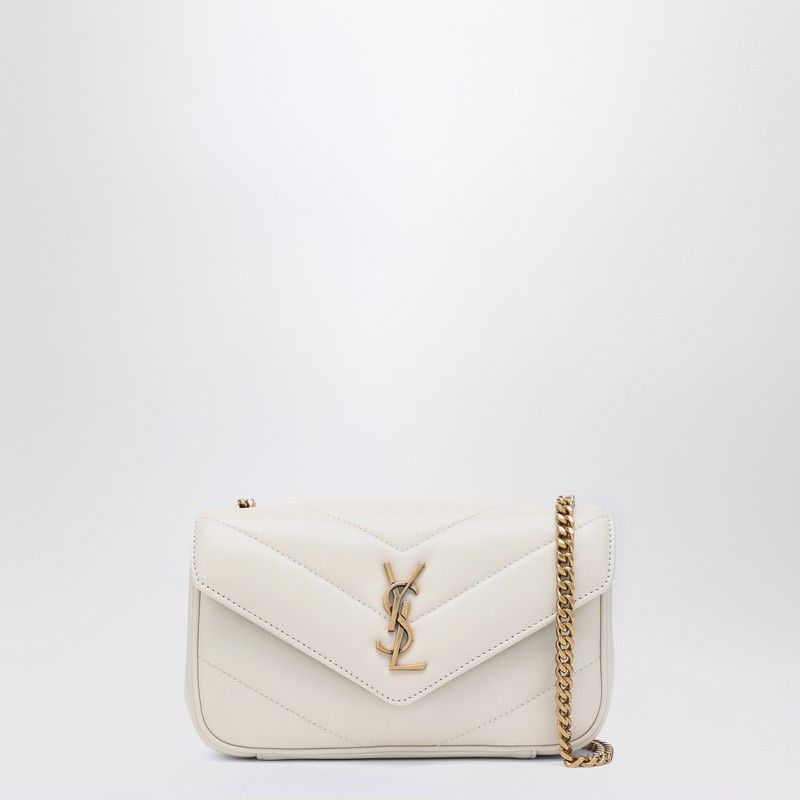 Saint Laurent Paris Saint Laurent Loulou Mini Cream Soft Leather Bag, Women's