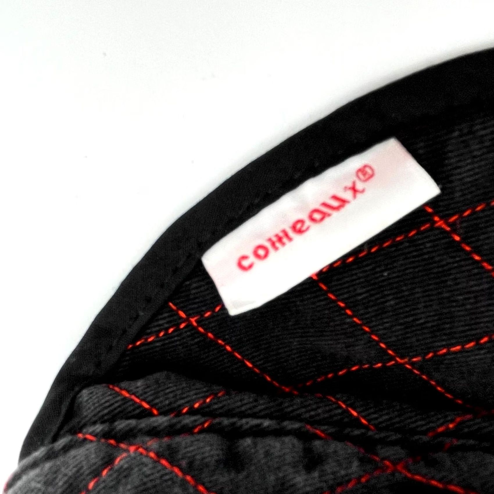 Vintage Comeaux Hat Cap Mens M Black Quilted Red Stitching Short Brim Flat Cap Geometric Motorcycle Outdoor Casual Workwear Front Brim Mens Size US 31 - 2 Thumbnail
