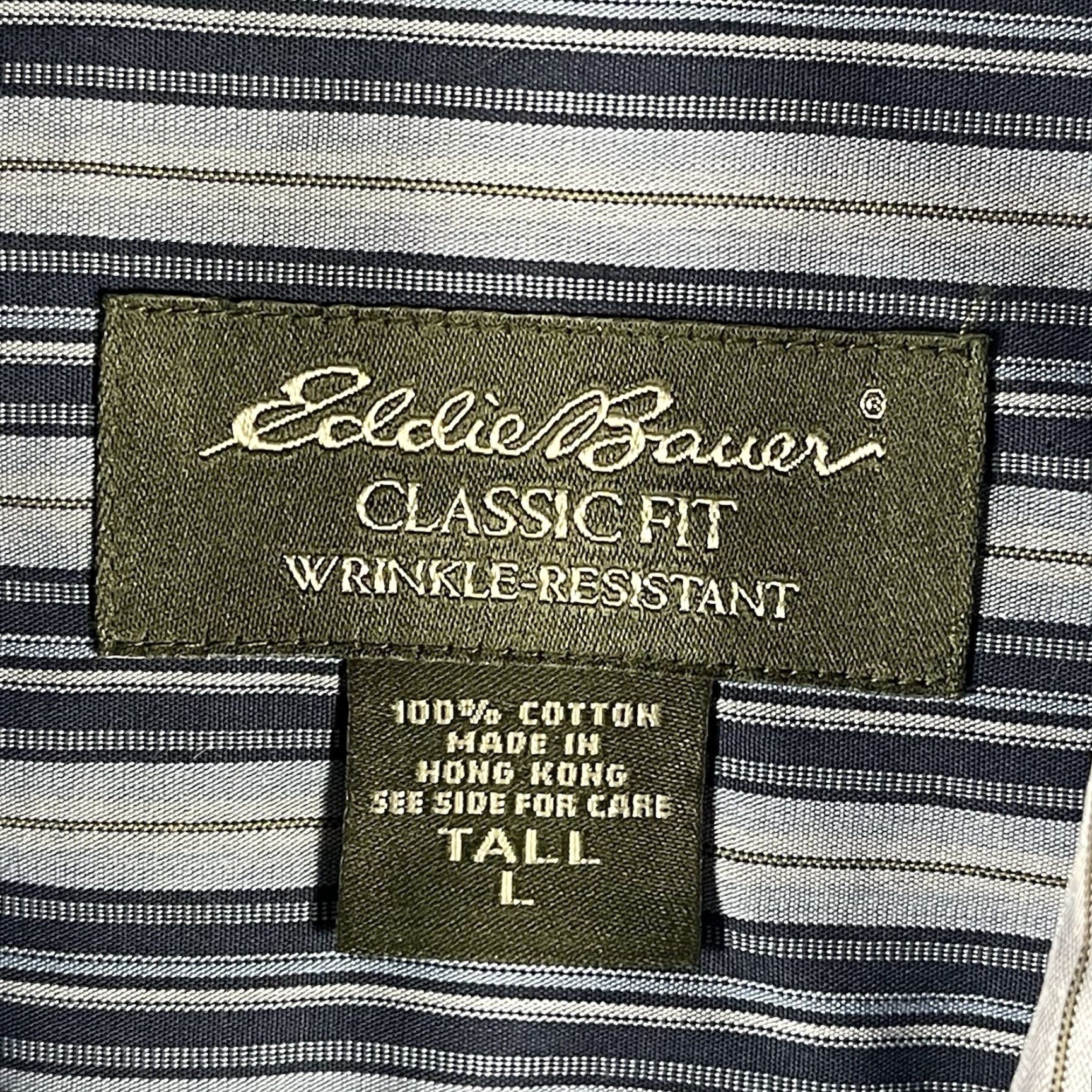 Eddie Bauer Eddie Bauer Mens Dress Shirt Long Sleeve Button-Down Stripe LT Blue Gray Multi-Color Size US L / EU 52-54 / 3 - 5 Thumbnail