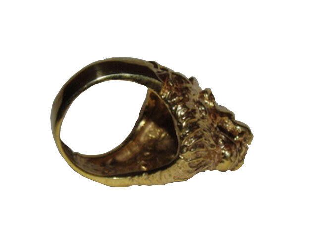 Designer 18 kt Gold Plated Brass Etruscan Lion Profile Ring Size ONE SIZE - 3 Thumbnail