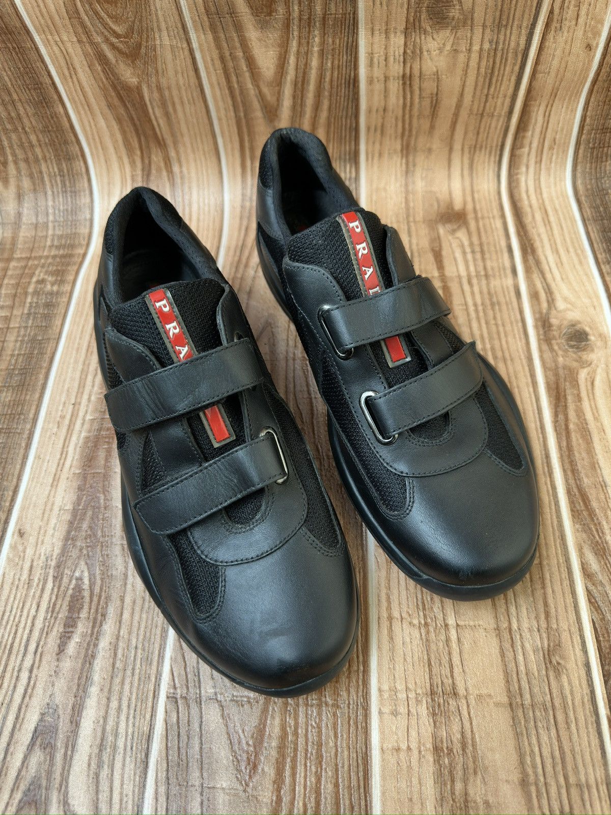 Prada Prada Americas Cup Velcro Straps Red Tab Leather Sneaks Size US 7.5 / EU 40-41 - 19 Thumbnail
