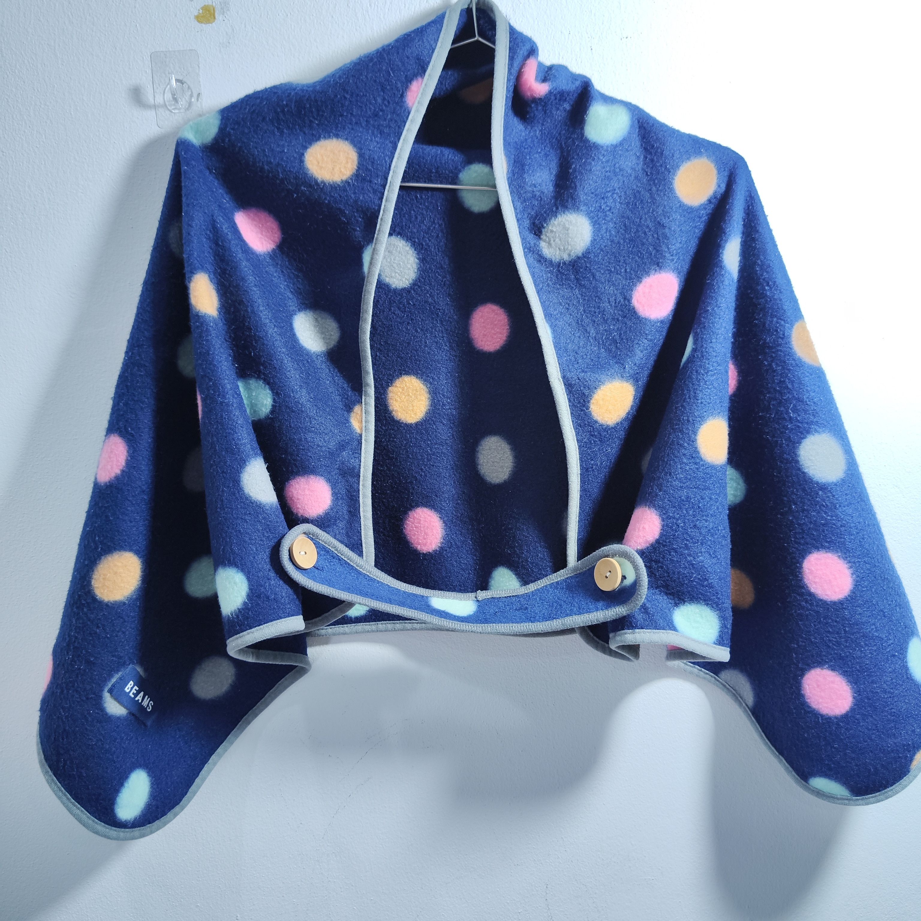Beams Plus Buttoned Shawl Beams Blue Polka Dot Size ONE SIZE - 1 Thumbnail