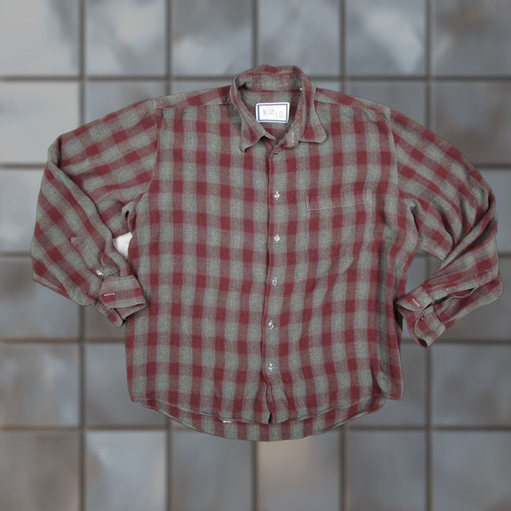 CO VINTAGE McCoy & Co Shirt Mens XL Red Plaid Flannel Long Sleeve Button Up Italy Size US XL / EU 56 / 4 - 1 Thumbnail
