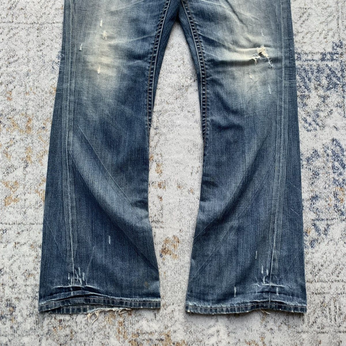 Japanese Brand × Vintage Rare Japanese Brand CLRide Blue Wash Distressed Flared Jeans Size US 34 / EU 50 - 2 Thumbnail