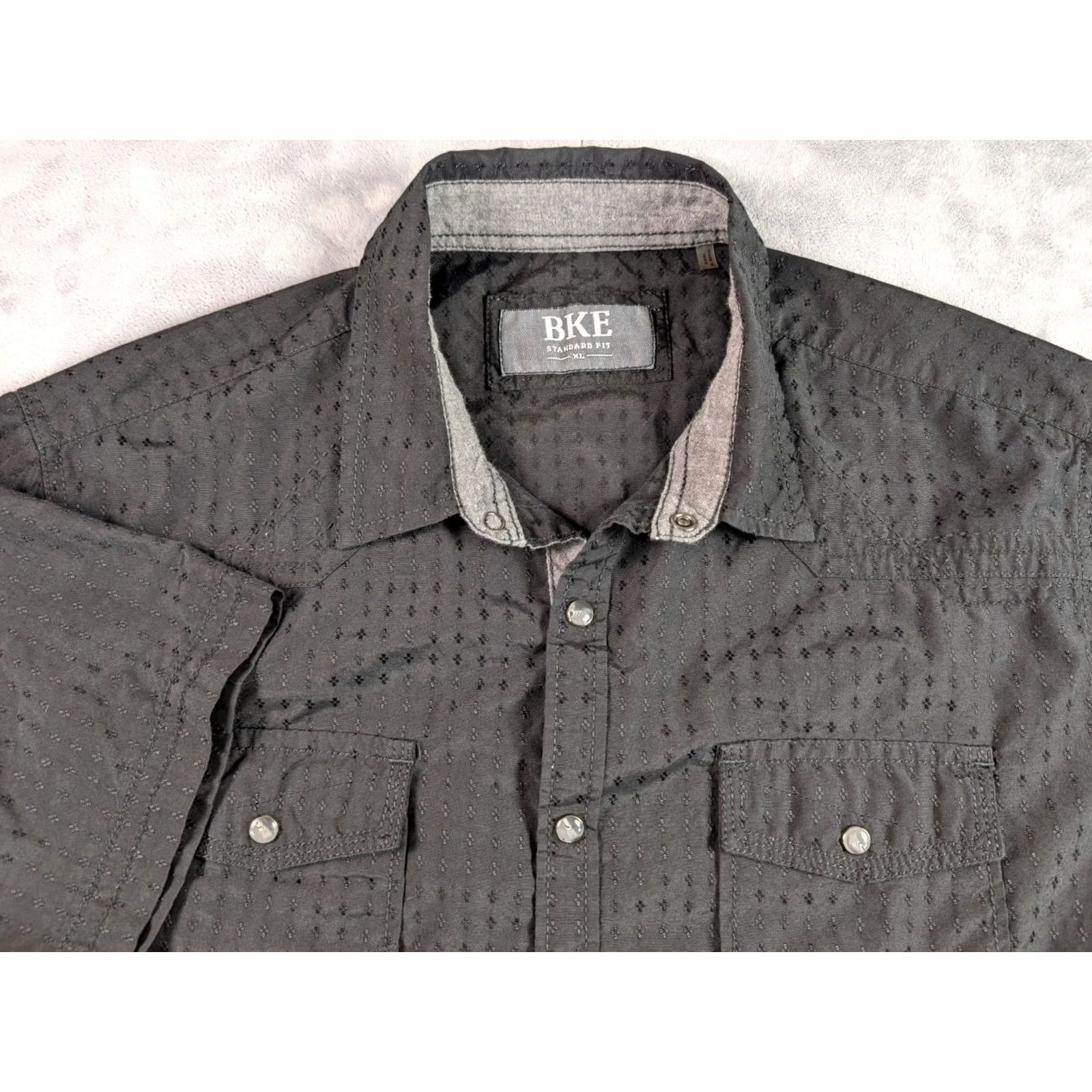 BKE BKE Western Shirt Men XL Black Pearl Snap Rugged Standard Fit Textured Plaid Casual Western Theme Size US XL / EU 56 / 4 - 2 Thumbnail