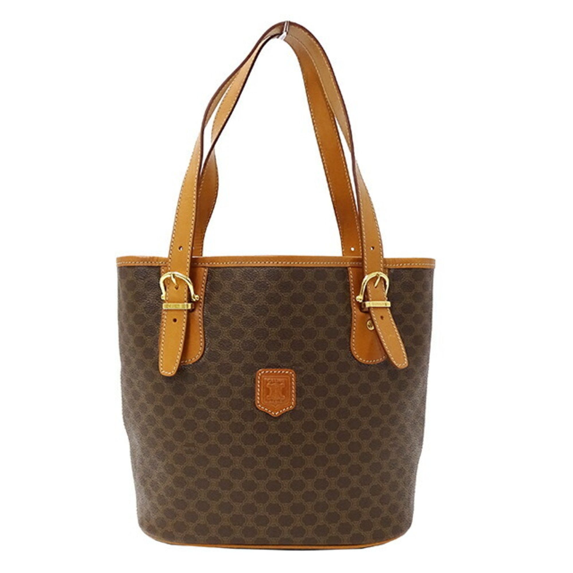 image of Celine Céline Macadam Tote in Brown, Women's