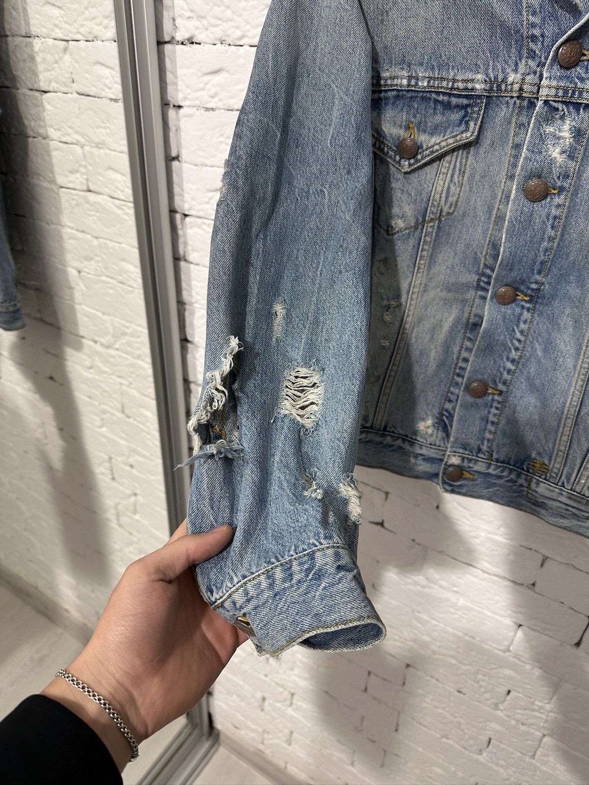 R13 R13 Sky Trucker Distressed Denim Holly Wash Women’s XS Size XS / US 0-2 / IT 36-38 - 6 Thumbnail
