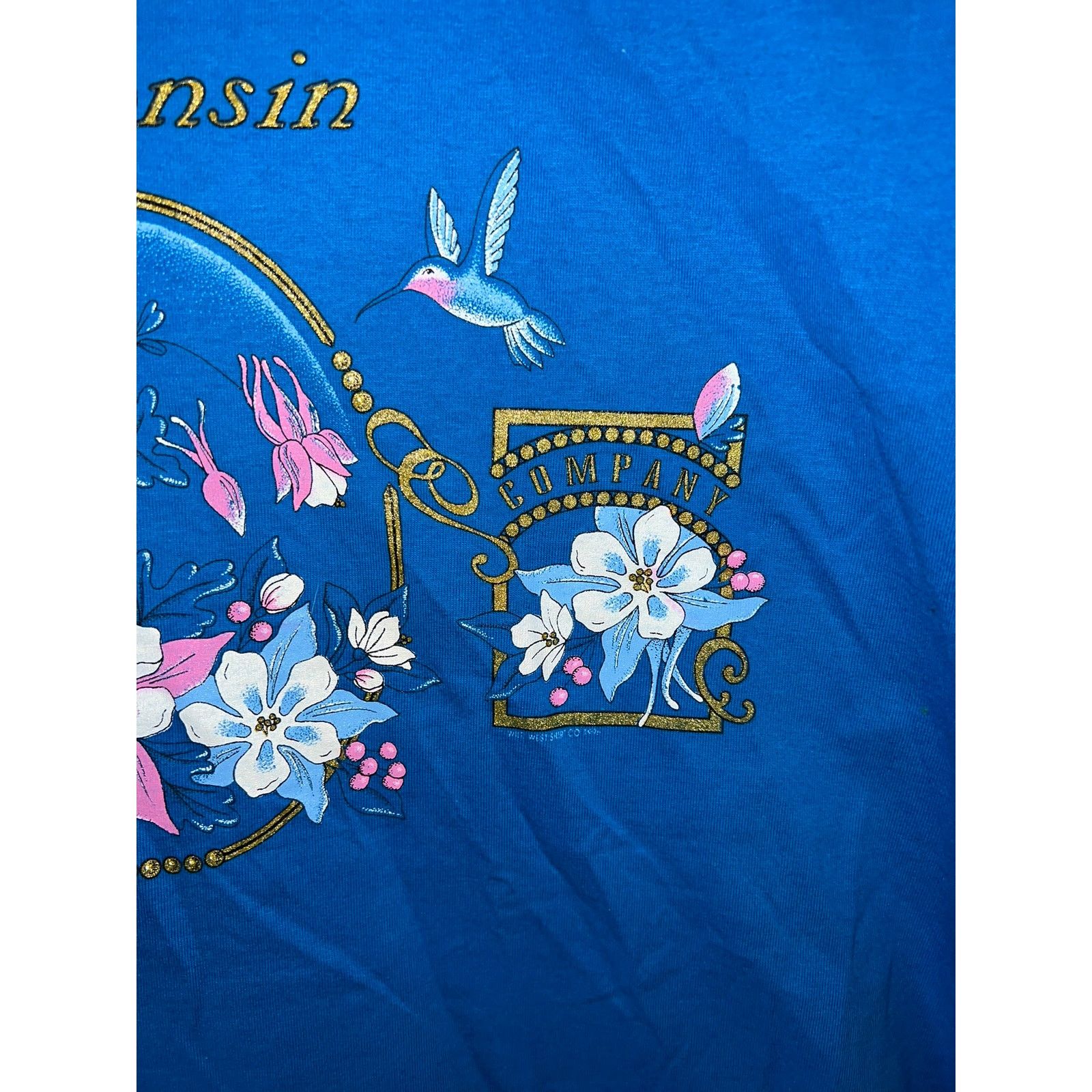 Jerzees Vintage Wildflower Shirt Wisconsin Blue Graphic Tee VTG L Size US L / EU 52-54 / 3 - 4 Thumbnail