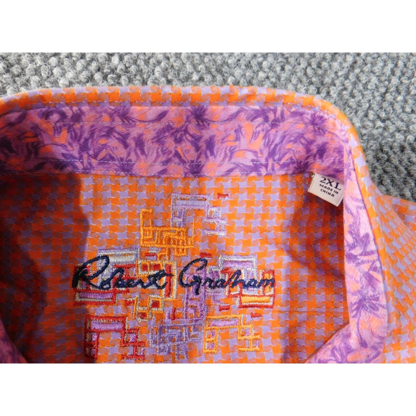 Robert Graham Robert Graham Shirt 2XL orange geometric mens retro button up cotton Size US XXL / EU 58 / 5 - 6 Thumbnail