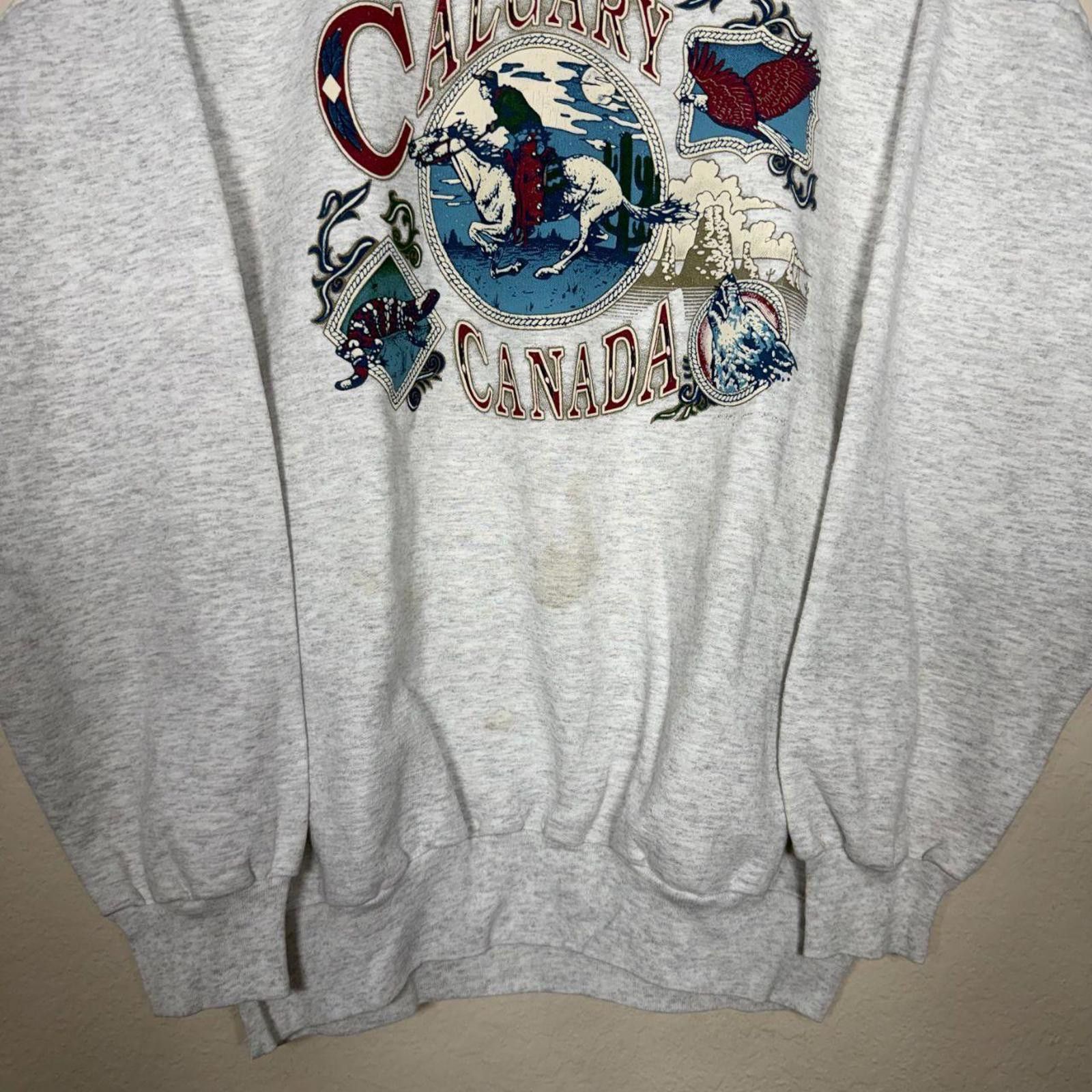 Other Calgary Canada Sweater Men's White Vintage 1990s Graphic Size US M / EU 48-50 / 2 - 2 Thumbnail