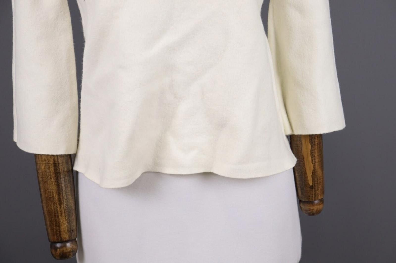 Designer Adam Lippes Beige High Neck Merino Knitted Sweater Size L Size L / US 10 / IT 46 - 2 Thumbnail