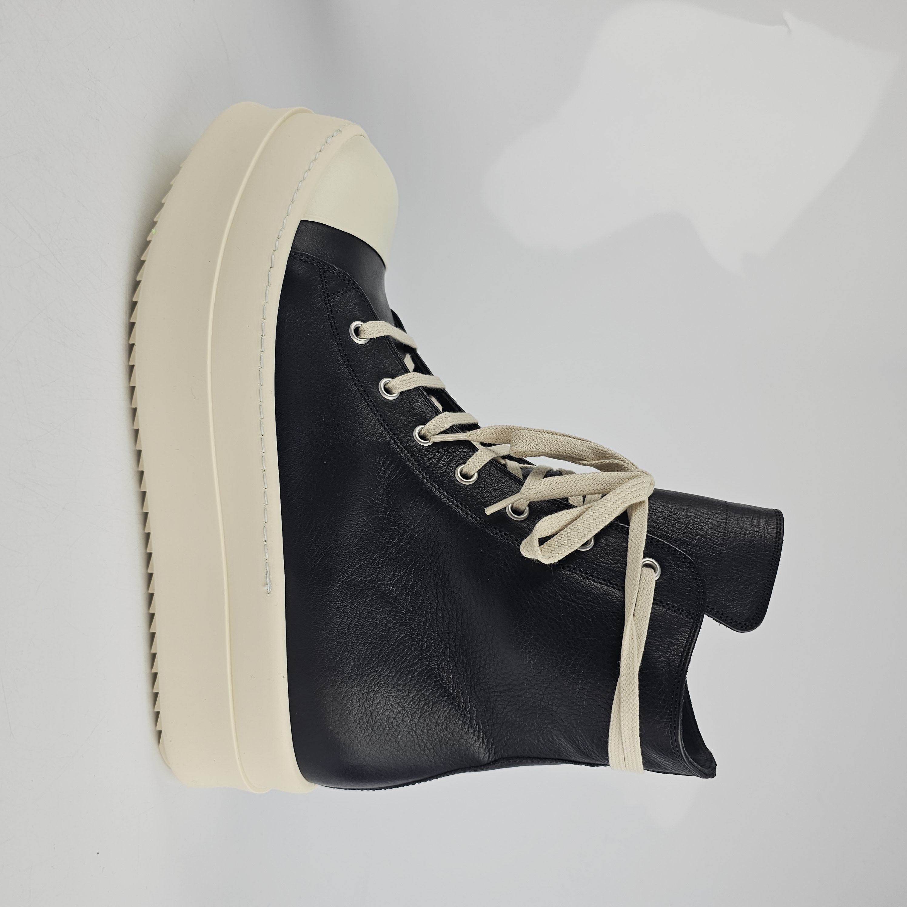 image of Rick Owens Mega Bumper Black/milk Leather Sneakers New Fw23, Women's (Size 9)