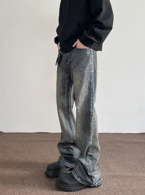 VIBE American retro dirtyfit washed distressed ink-splashed jeans Size US 32 / EU 48 - 8 Thumbnail