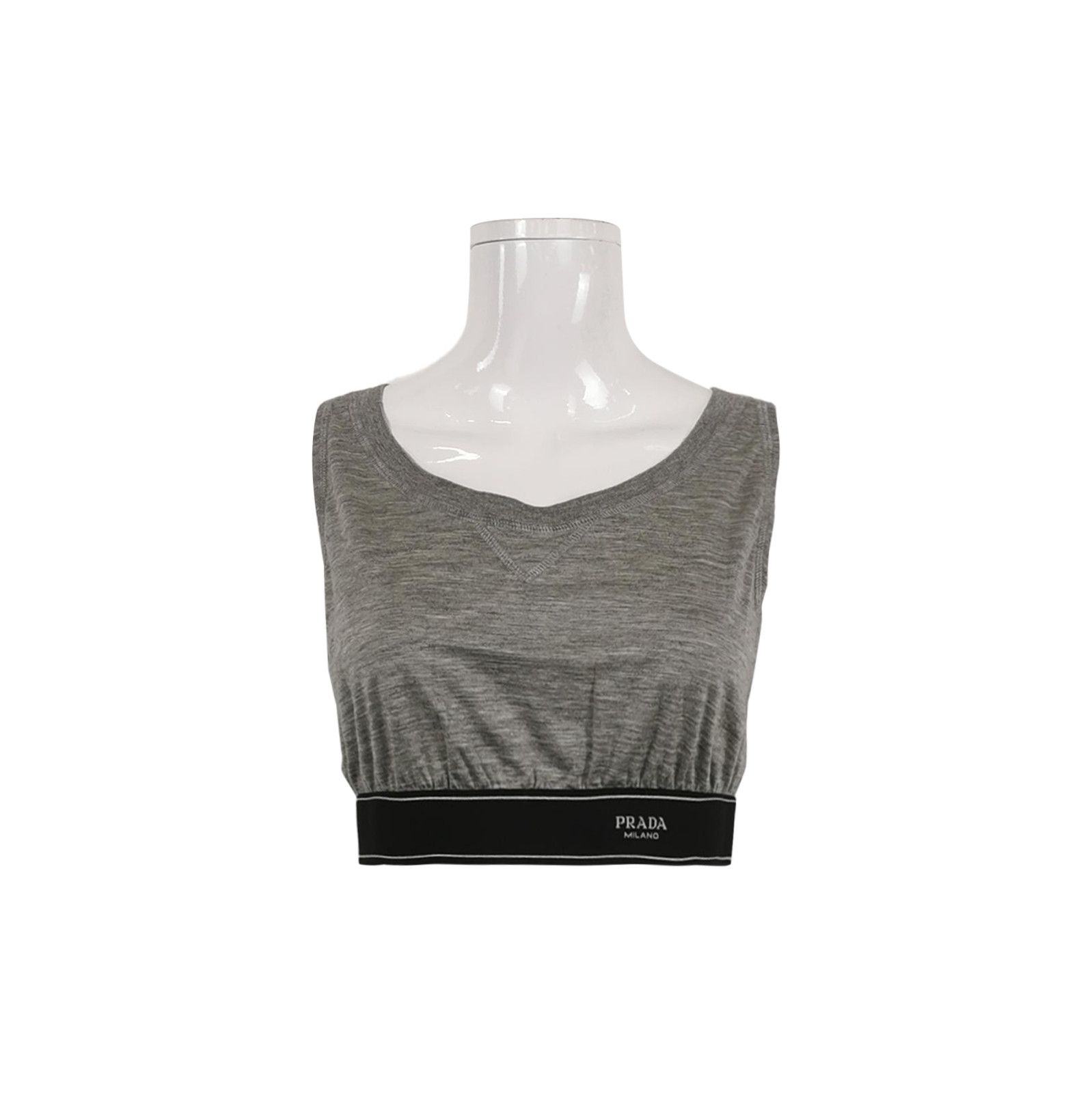Prada Prada Color-Blocked Logo Viscose Blend Tank Top 0089 Size L / US 10 / IT 46 - 1 Thumbnail