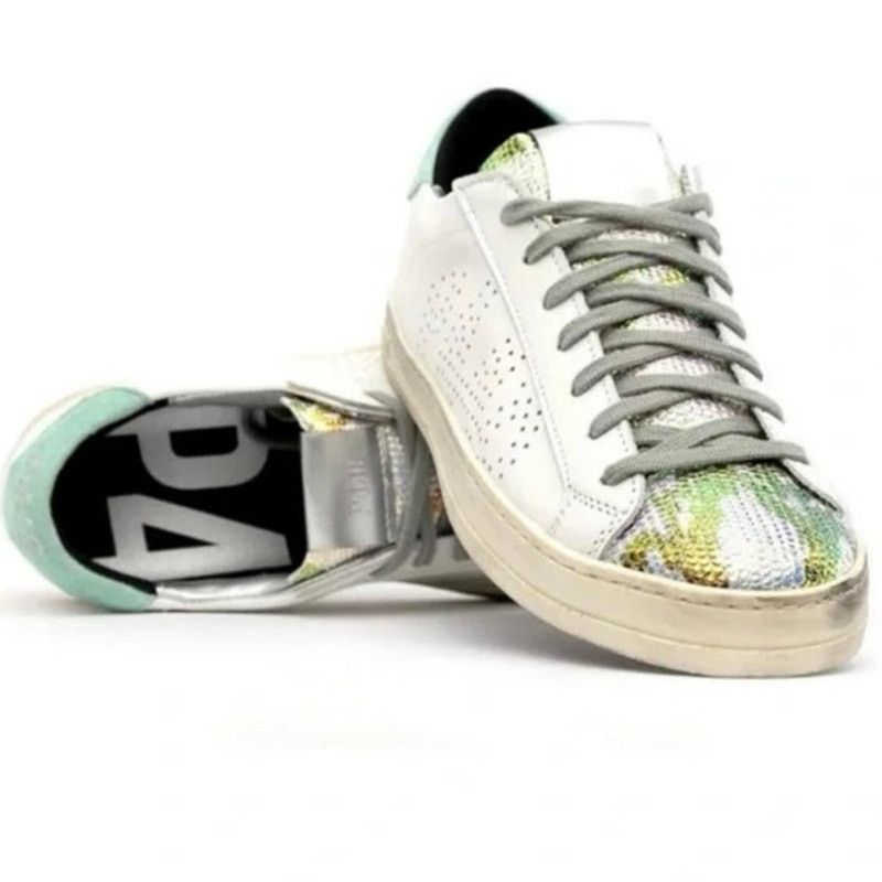 P448 P448 John Low Top Metallic Snakeskin Sneaker Size 39 White Size US 9 / IT 39 - 1 Thumbnail