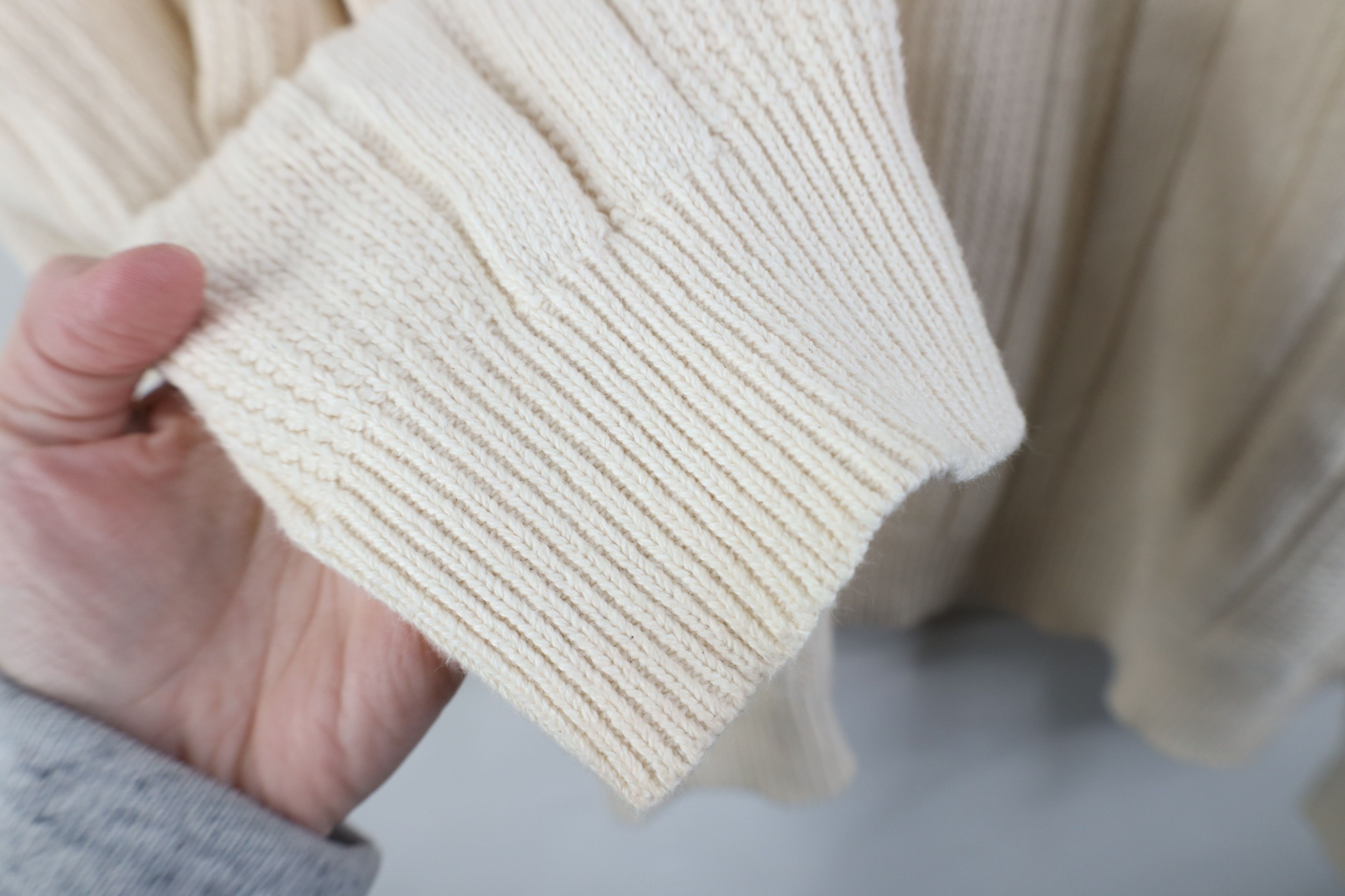 Vintage Vintage 90s Streetwear Ribbed Knit Crewneck Sweater Beige Size US XL / EU 56 / 4 - 7 Thumbnail